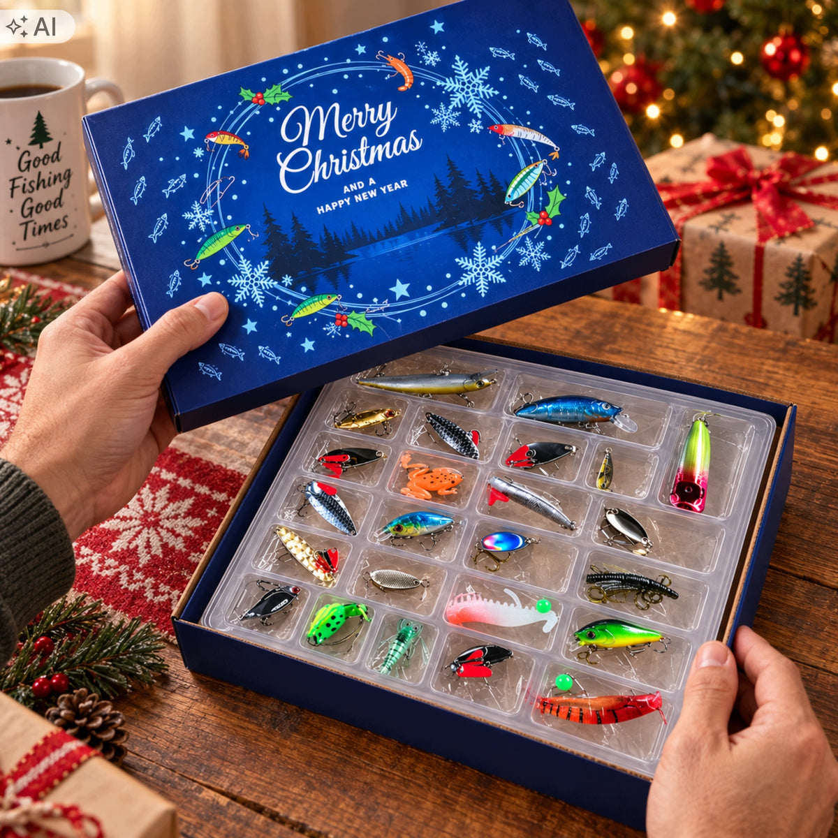 Advent Fishing Calendar 24 Lures Wobblers Spinners For Fisherman Manufacturer code Kalendarz Świateczny Prezentowy