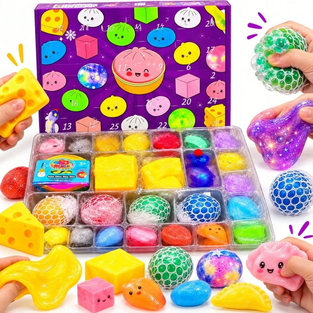Advent calendar Squishy Dumpling 24 pcs squishies Christmas large gift Manufacturer code kalendarz adwentowy squishy gniotki