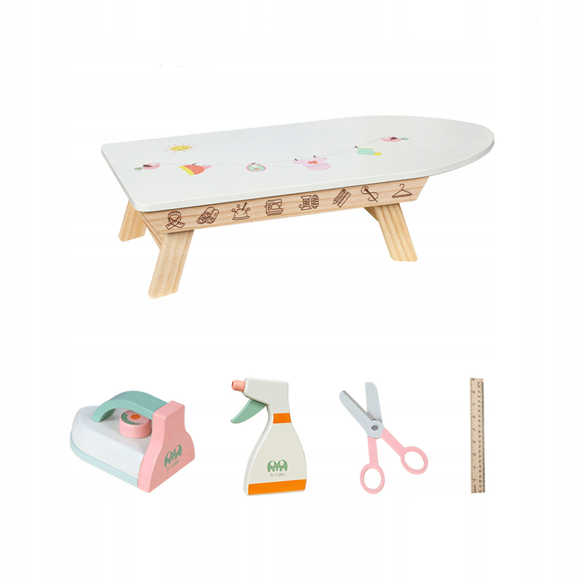 Aga4Kids Dětské dřevěné žehlicí prkno s příslušenstvím Kind Ironing Set