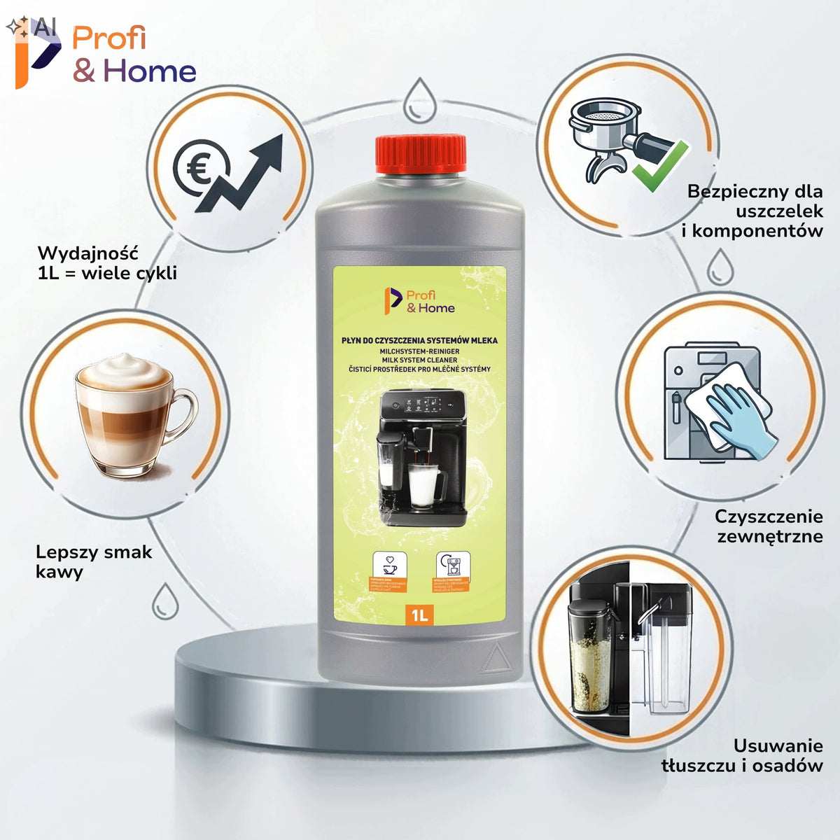 Agent Liquid for Cleaning MILK SYSTEMS Circulation Milk FROTHER 1L Manufacturer code PH02661