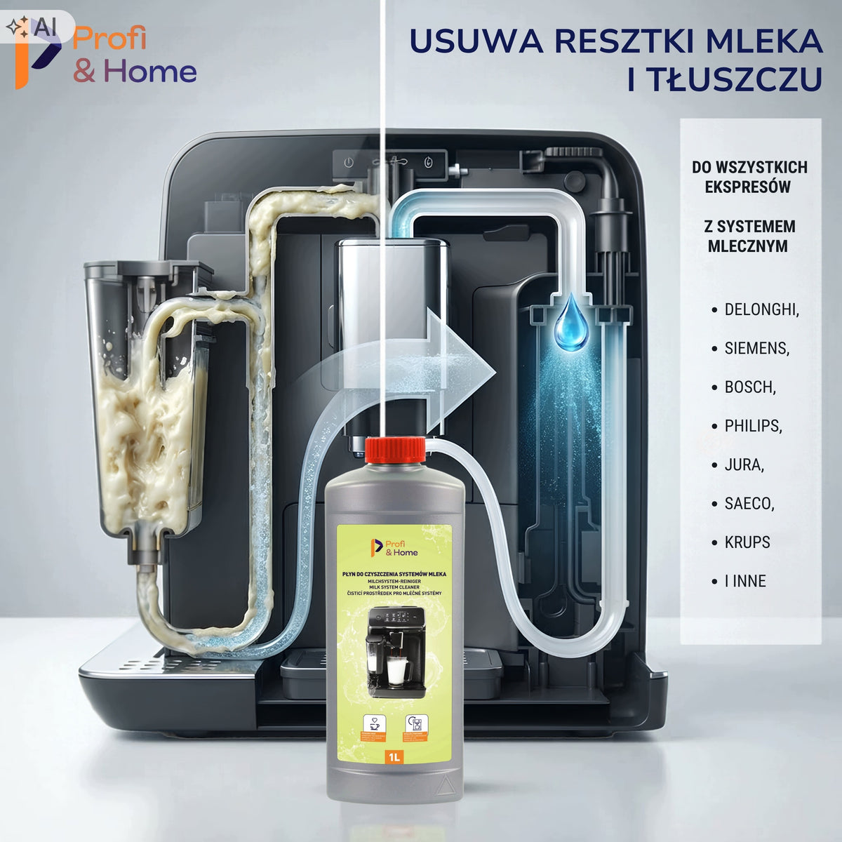 Agent Liquid for Cleaning MILK SYSTEMS Circulation Milk FROTHER 1L Packaging status original