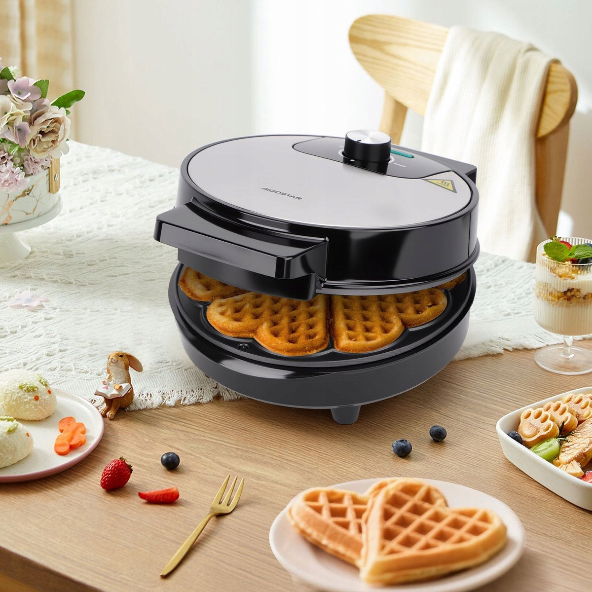 Aigostar Heart-shaped waffle iron - with temperature control - 1000W Packaging status original