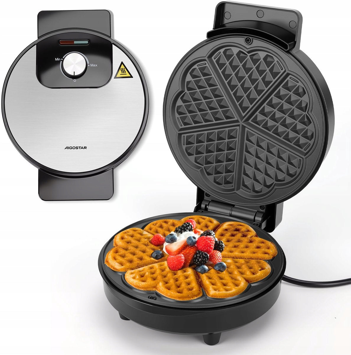 Aigostar Heart-shaped waffle iron - with temperature control - 1000W