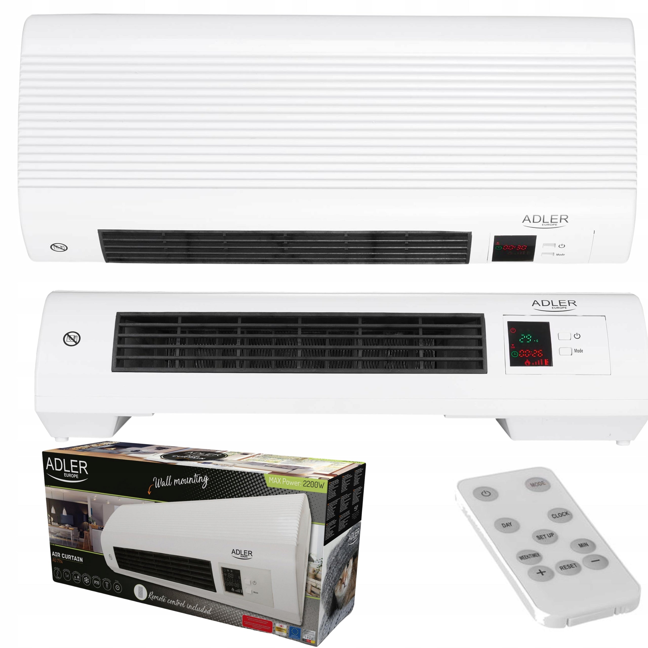 Air CURTAIN Fan 2200W Remote Control Timer Detects Open Window