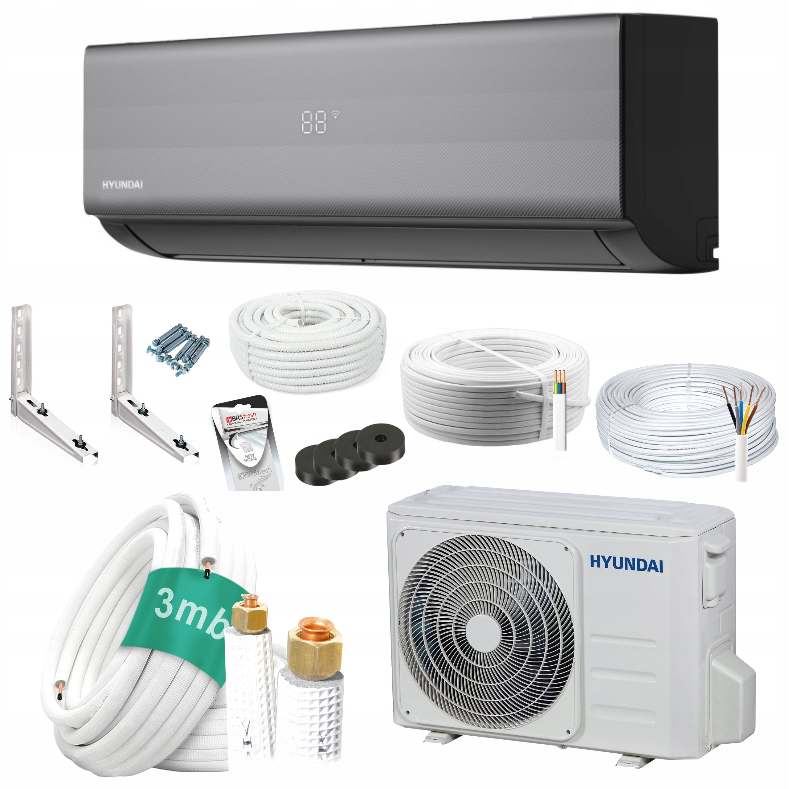 Air Conditioner HYUNDAI CARBON GREY Wifi 3D 2,6KW Carbon HEATING Set 3mb