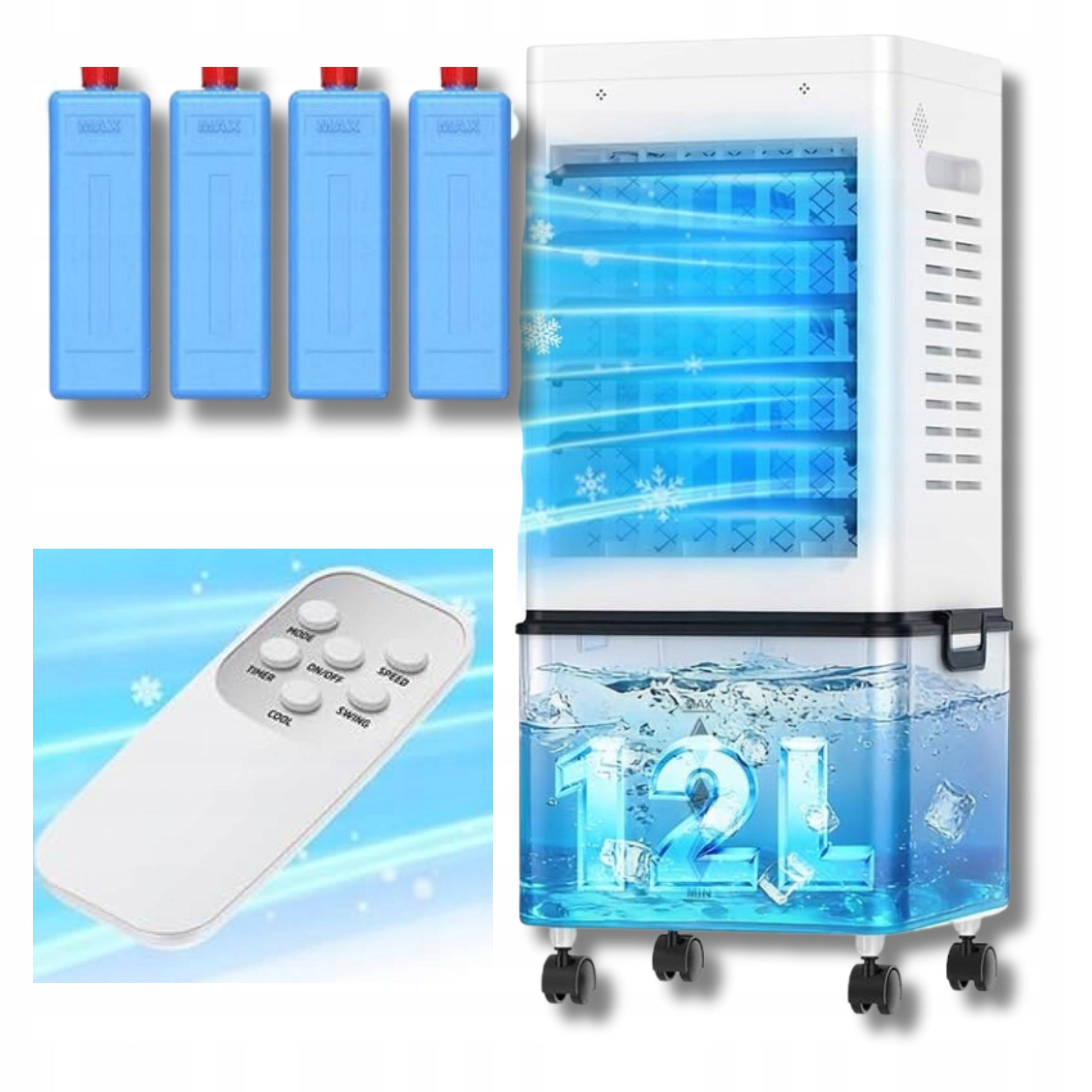 Air Conditioner Portable 45W Air Cooler 12L 24h Timer Remote Control For Home