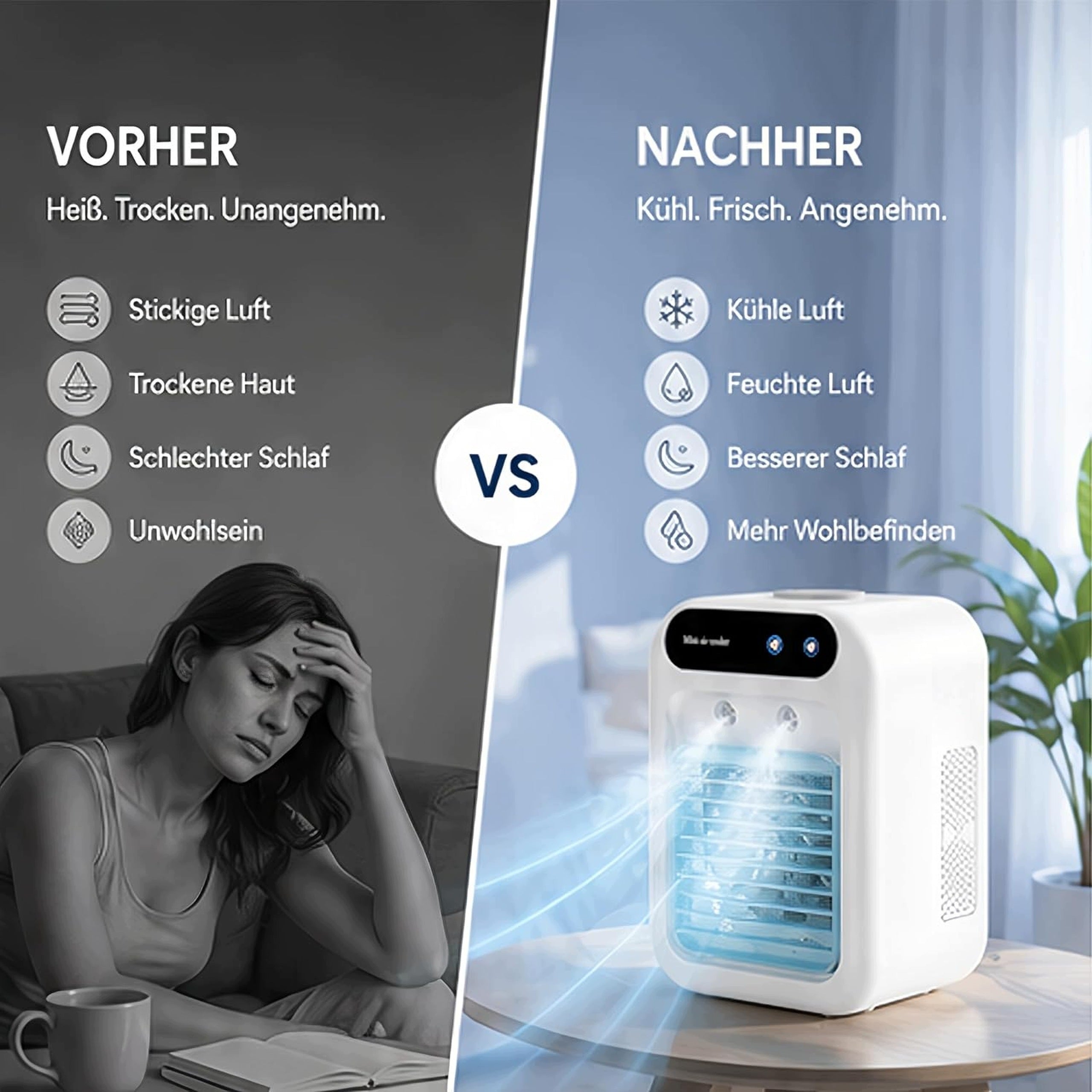 Air Conditioner Portable Earnmore Quiet Mobile Air Cooler Dominant color white