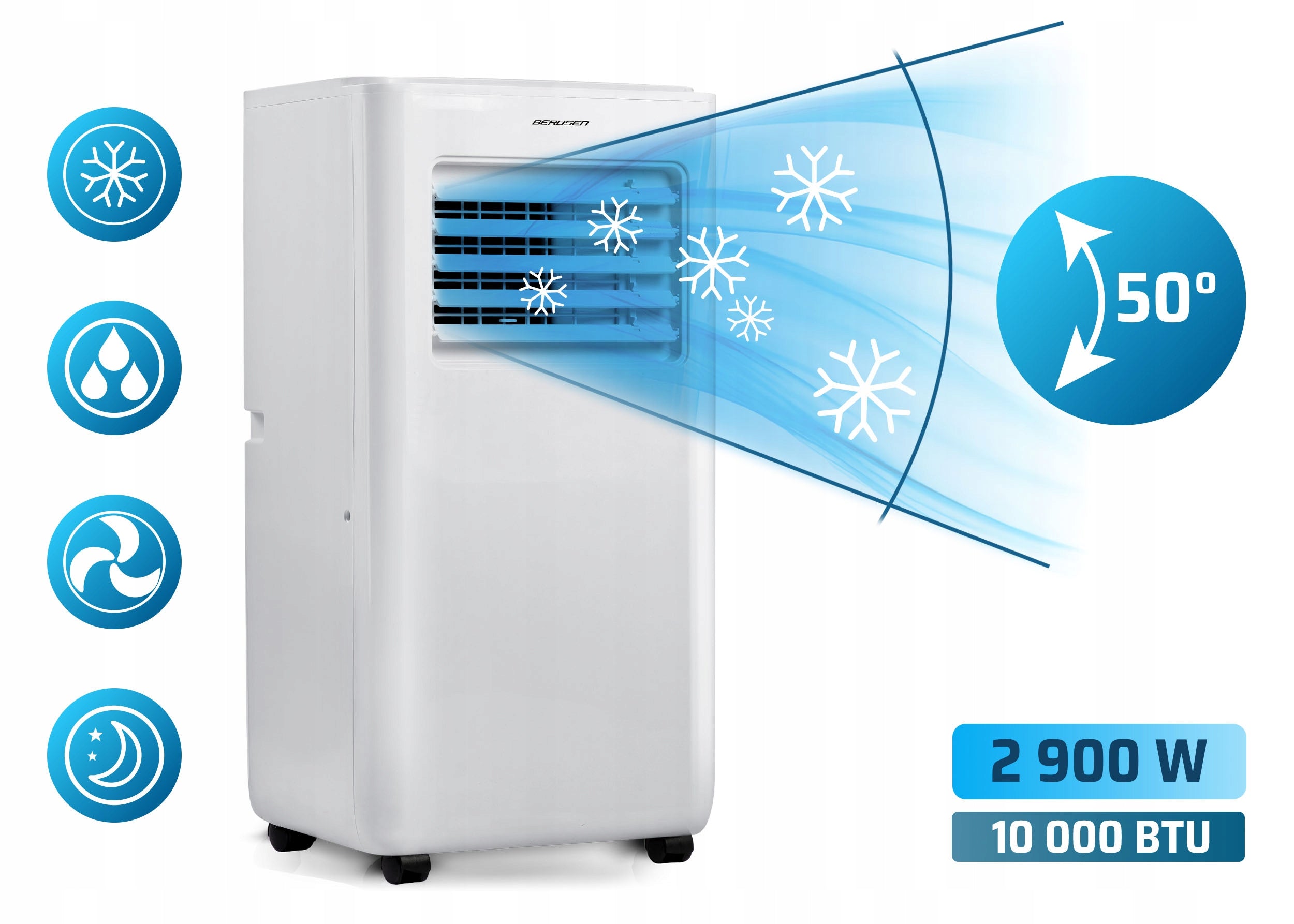 Air Conditioner Portable Quiet 2,9kW WiFi Dehumidifier 40m2 26l BD-580 Tuya Smart Brand Berdsen