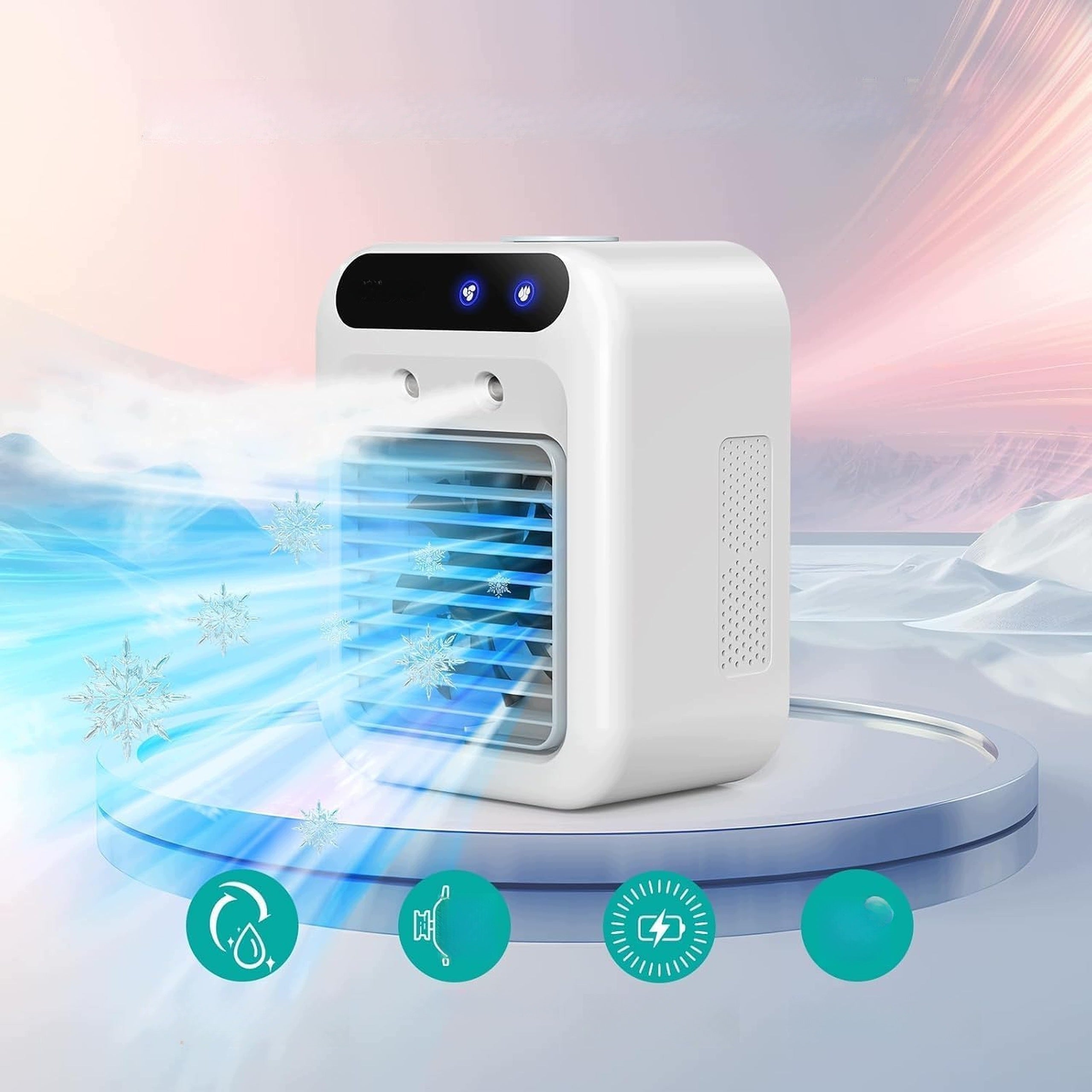 Air Conditioner Portable Quiet Mini Air Cooler 500ml 4in1 Dominant color white