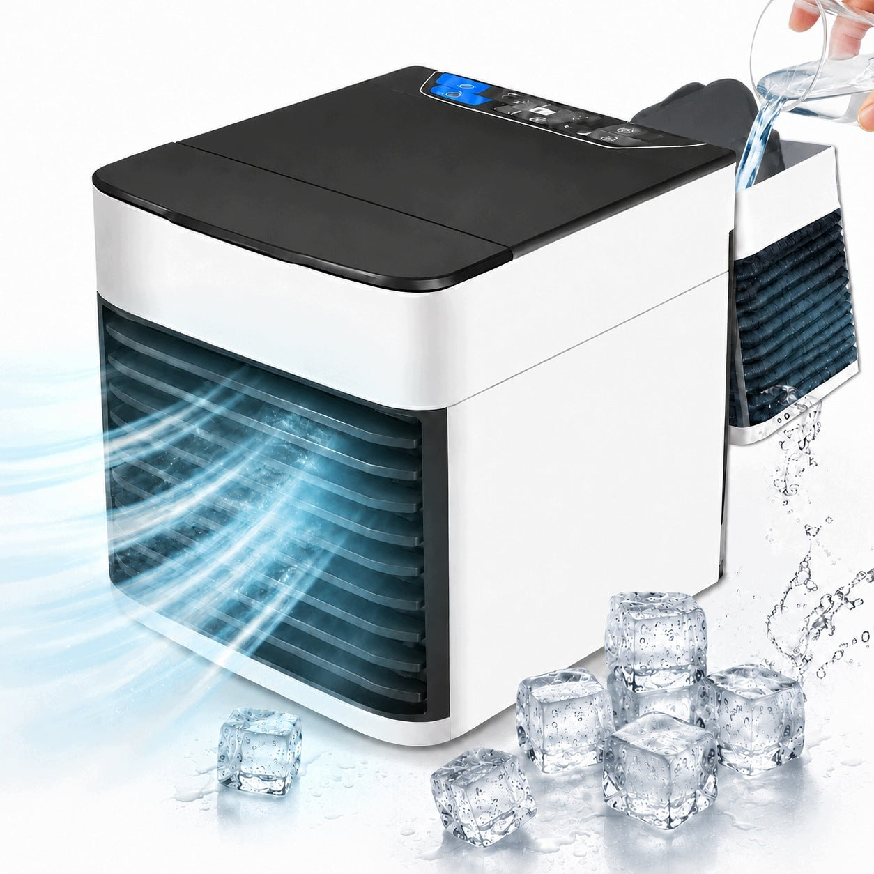 Air Conditioner Portable USB 3in1 For Water And Ice LED Desk Fan QUIET