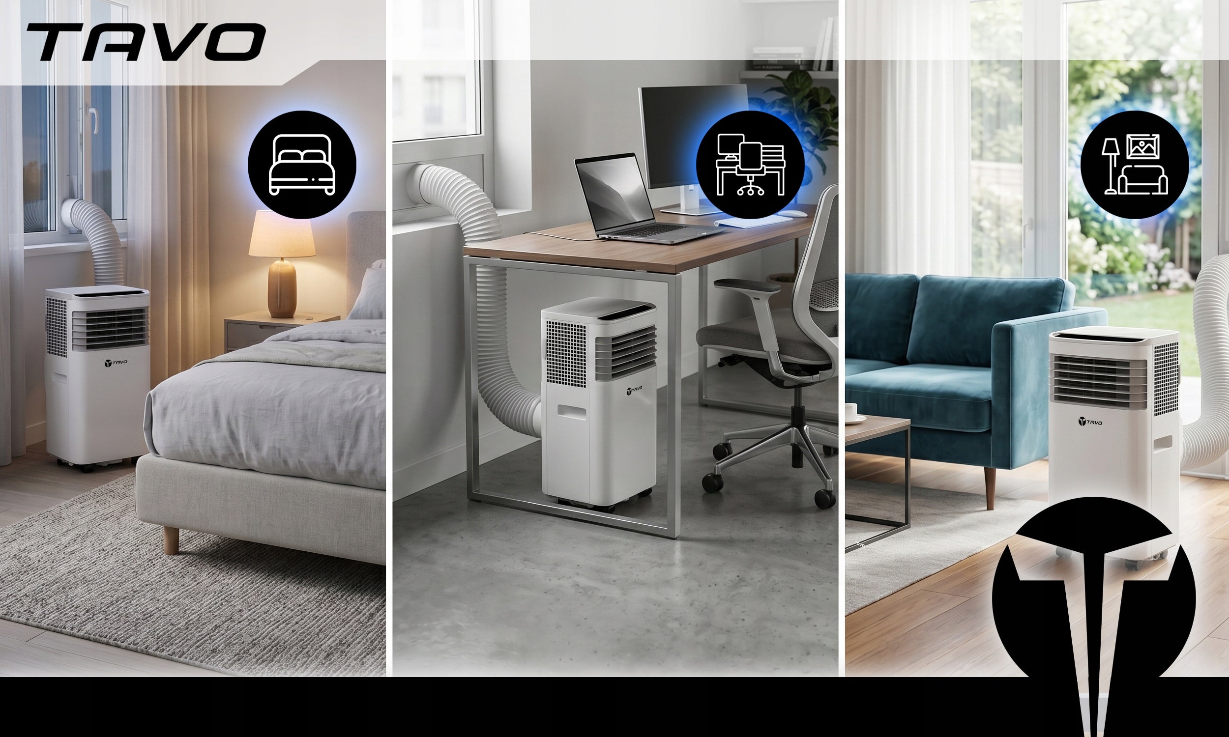 Air Conditioner Portable WiFi 2,6kW 60m2 Silent Dehumidifier 30L Tuya Gasket Brand TAVO