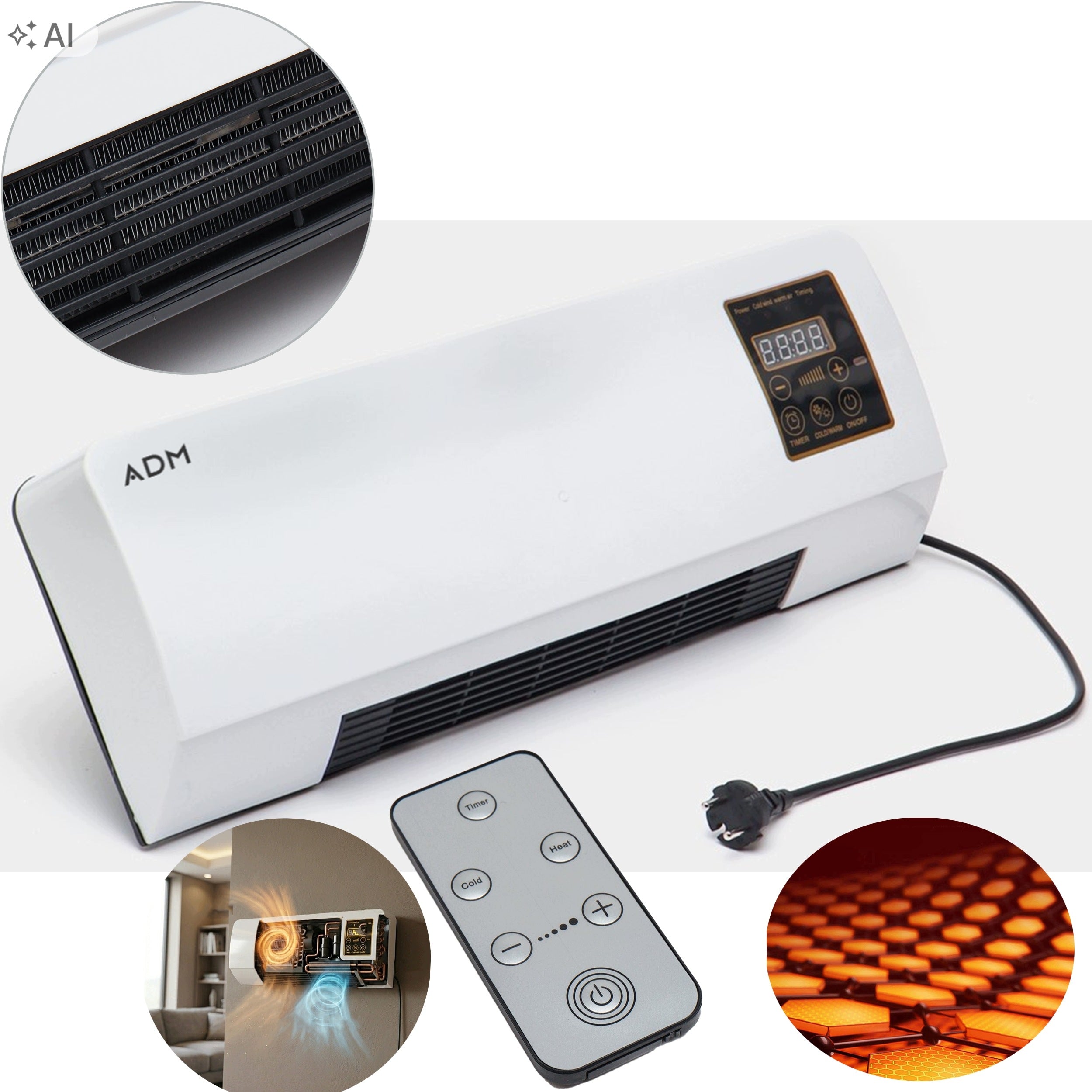 Air Curtain ADM 2069 2in1 Fan And Heater 1200W Home And Office Manufacturer code BA-888