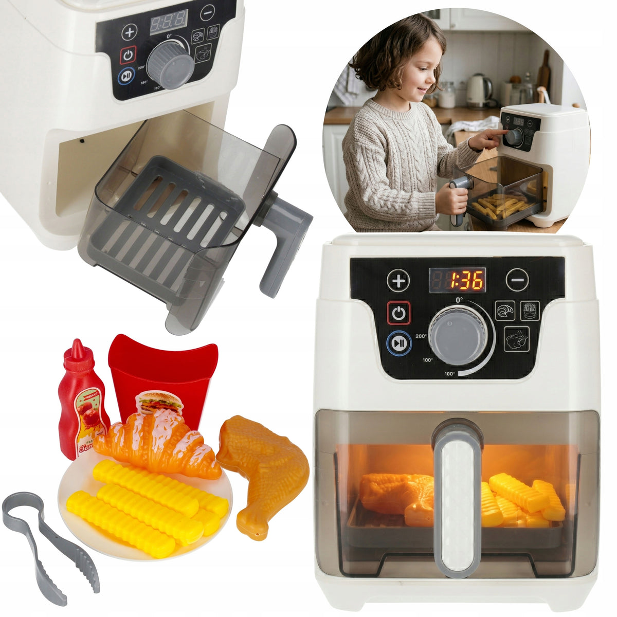 Air FRYER toy non-fat AIR FRYER, LIGHT EFFECTS, SOUND