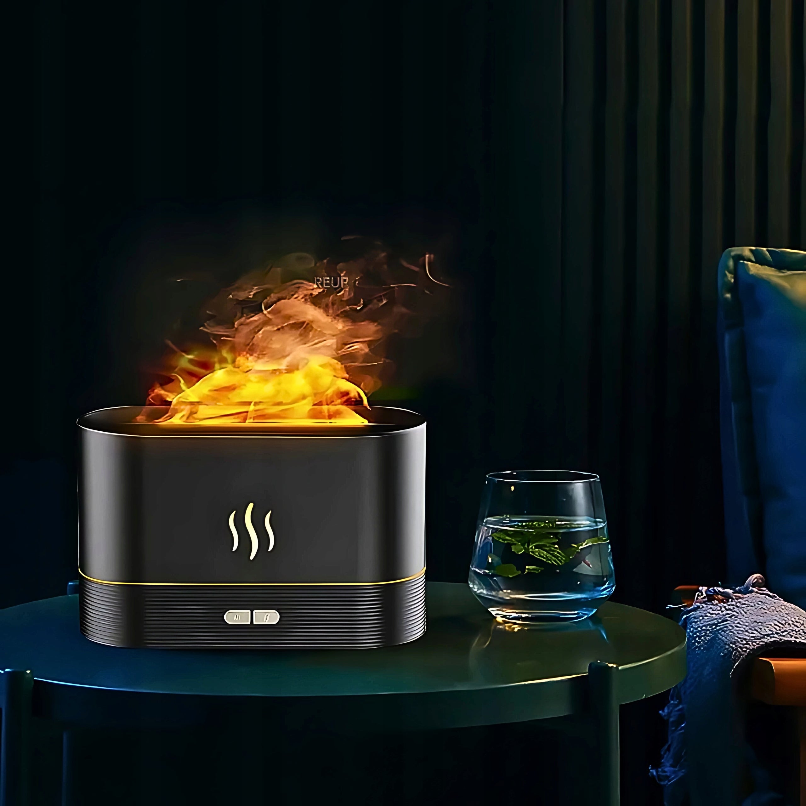 Air Humidifier 180ml Scent Diffuser Fire Effect LED Fireplace 3in1 Packaging status original