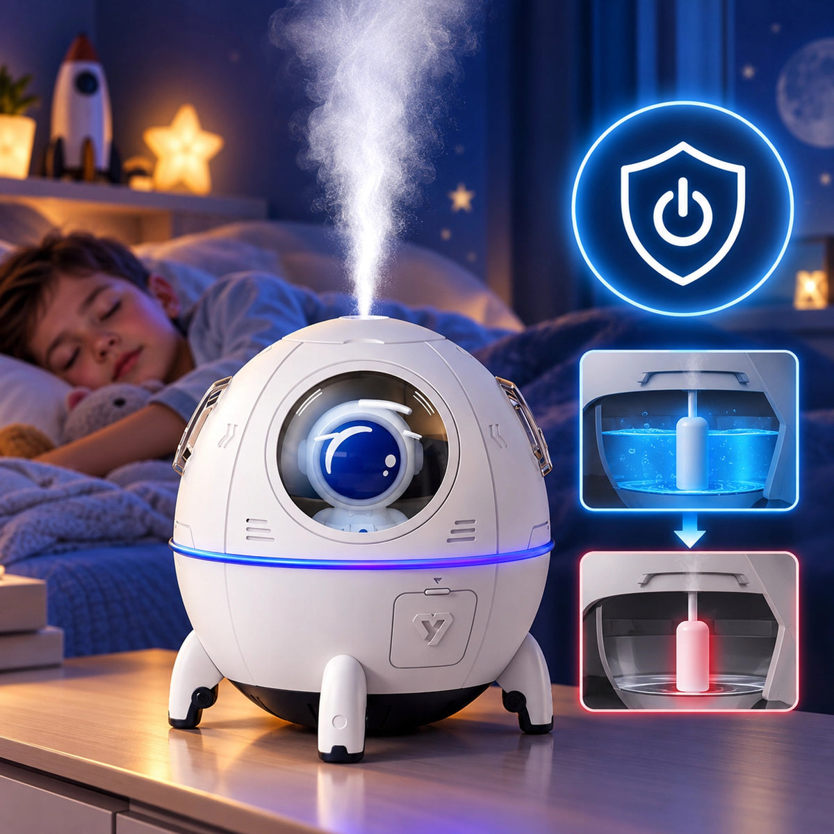Air Humidifier Astronaut LED Night Light for Kids Colors