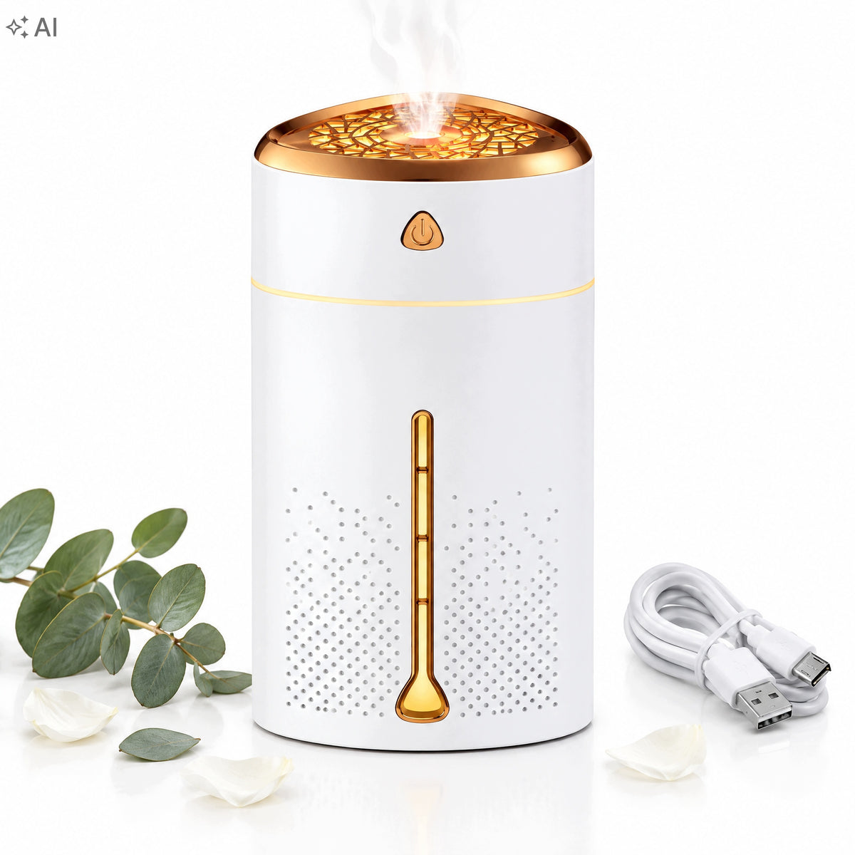 Air Humidifier LED Night Light 7 Colors Quiet USB White 1l