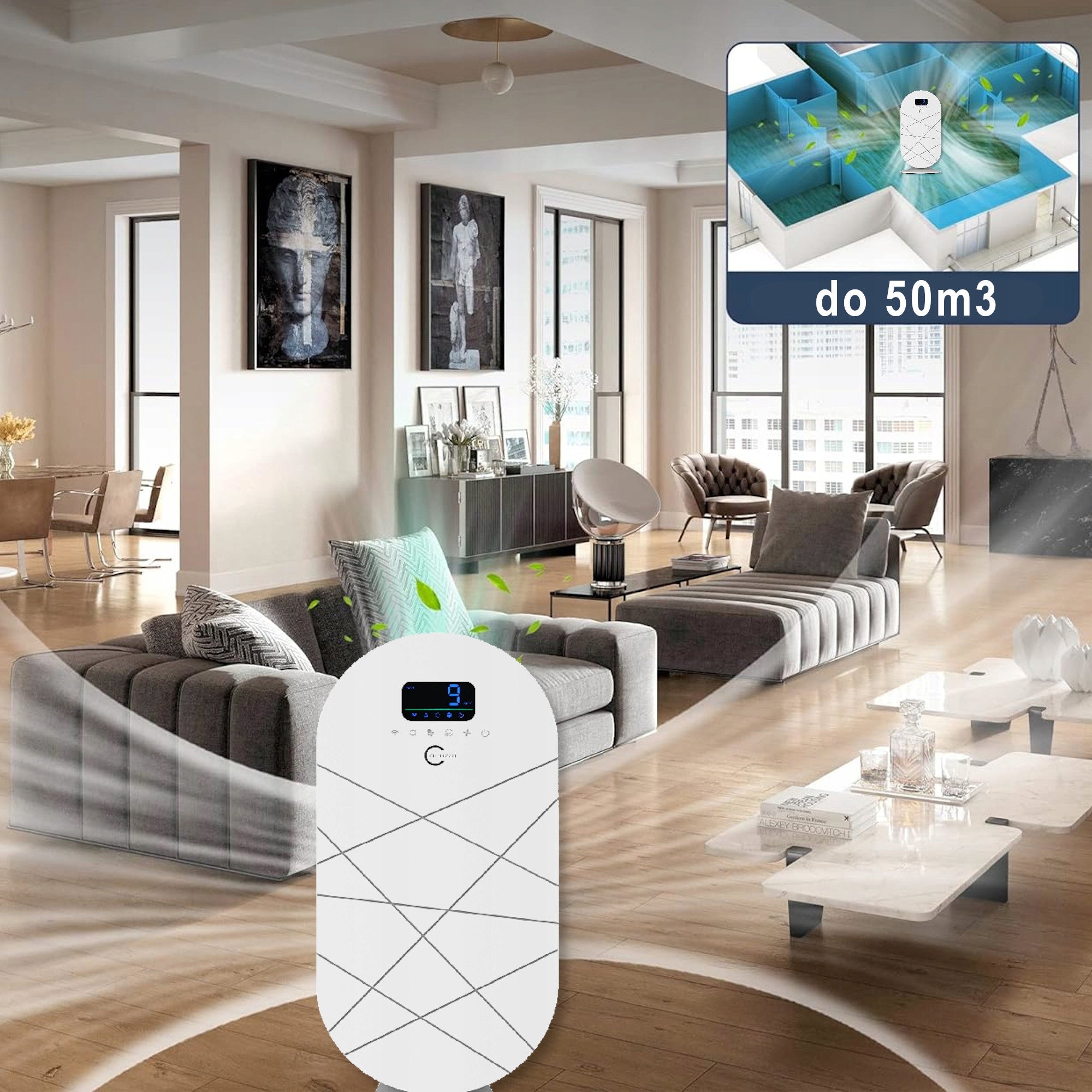 Air Purifier LARGE POWERFUL QUIET SMART WIFI + HEPA UV FILTER IONIZATION Batteries included no