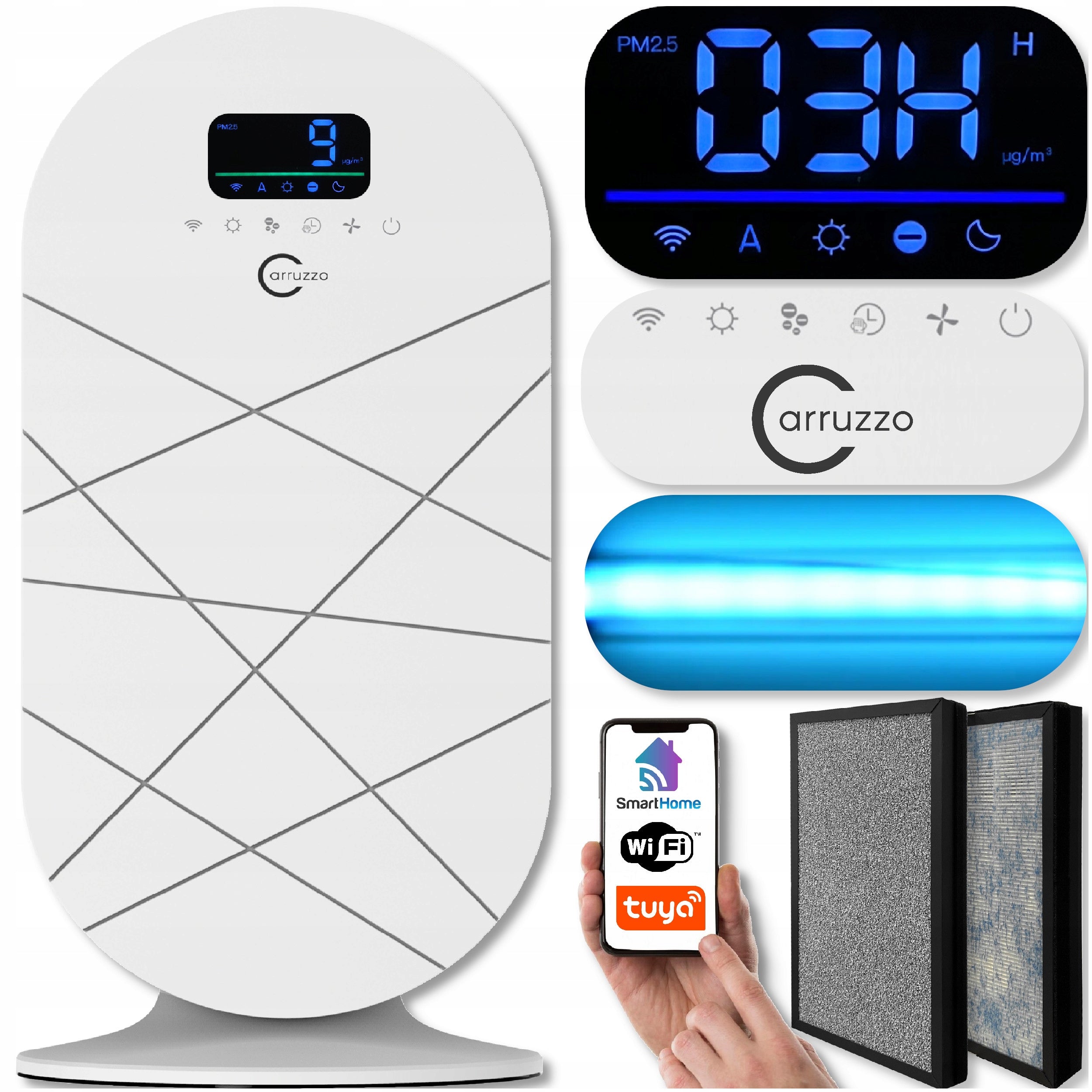 Air Purifier LARGE POWERFUL QUIET SMART WIFI + HEPA UV FILTER IONIZATION