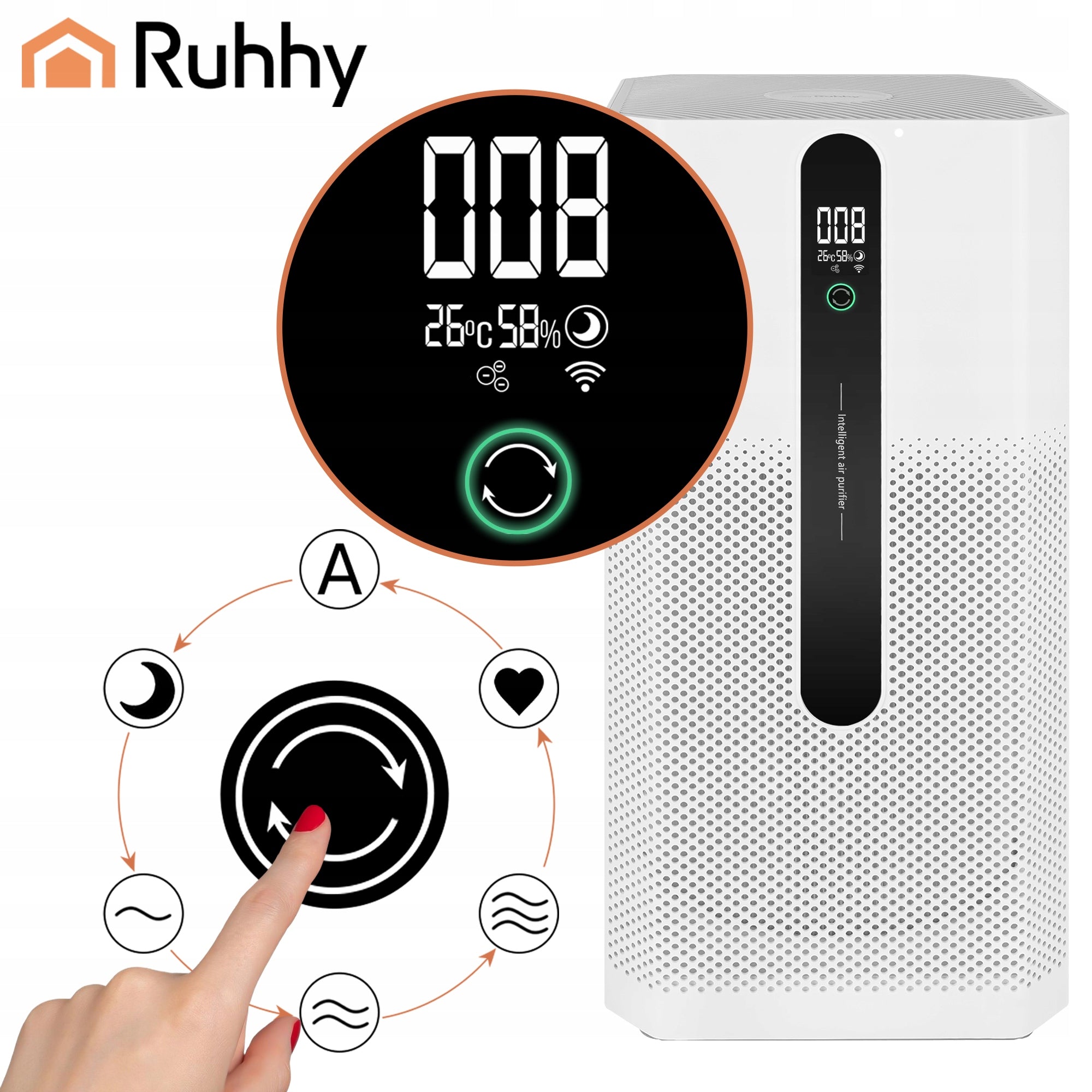 Air Purifier Ruhhy Ioniqs WiFi Hepa Silent Smart Ionization 80 m² Manufacturer code Oczyszczacz powietrza Ioniqs Ruhhy 26816
