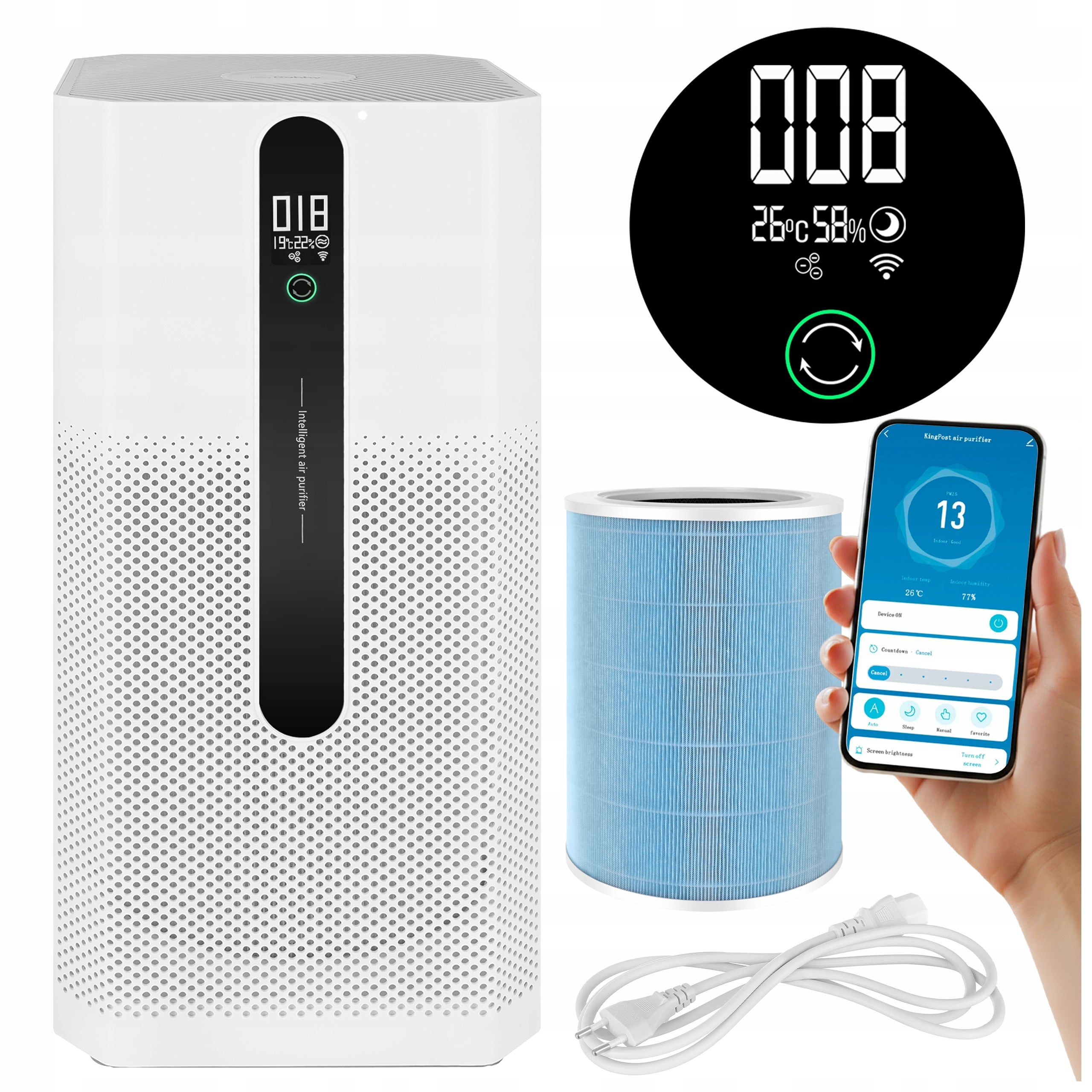 Air Purifier Ruhhy Ioniqs WiFi Hepa Silent Smart Ionization 80 m²