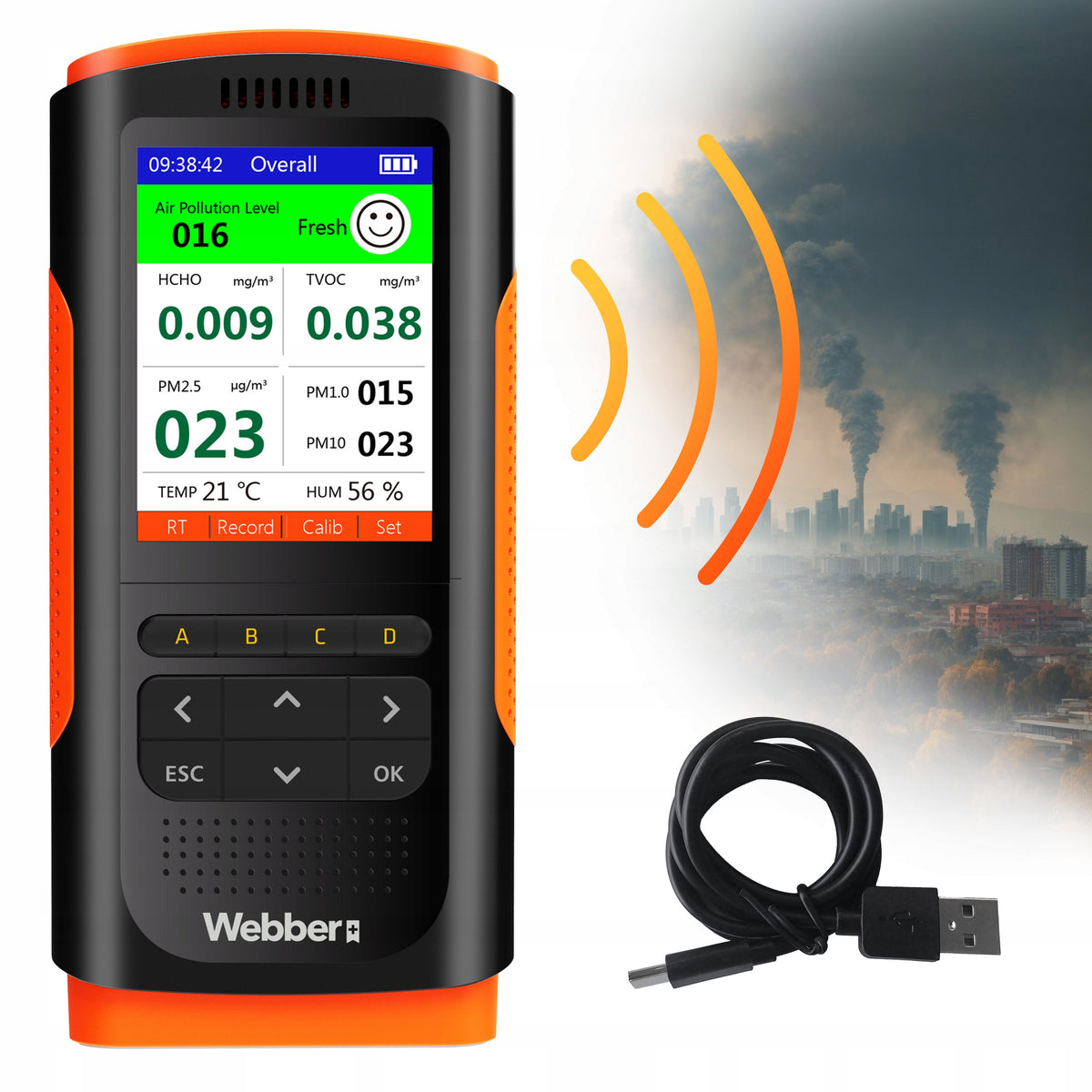 Air Quality Station UP900 7in1 PM2.5 PM10 HCHO TVOC USB Webber