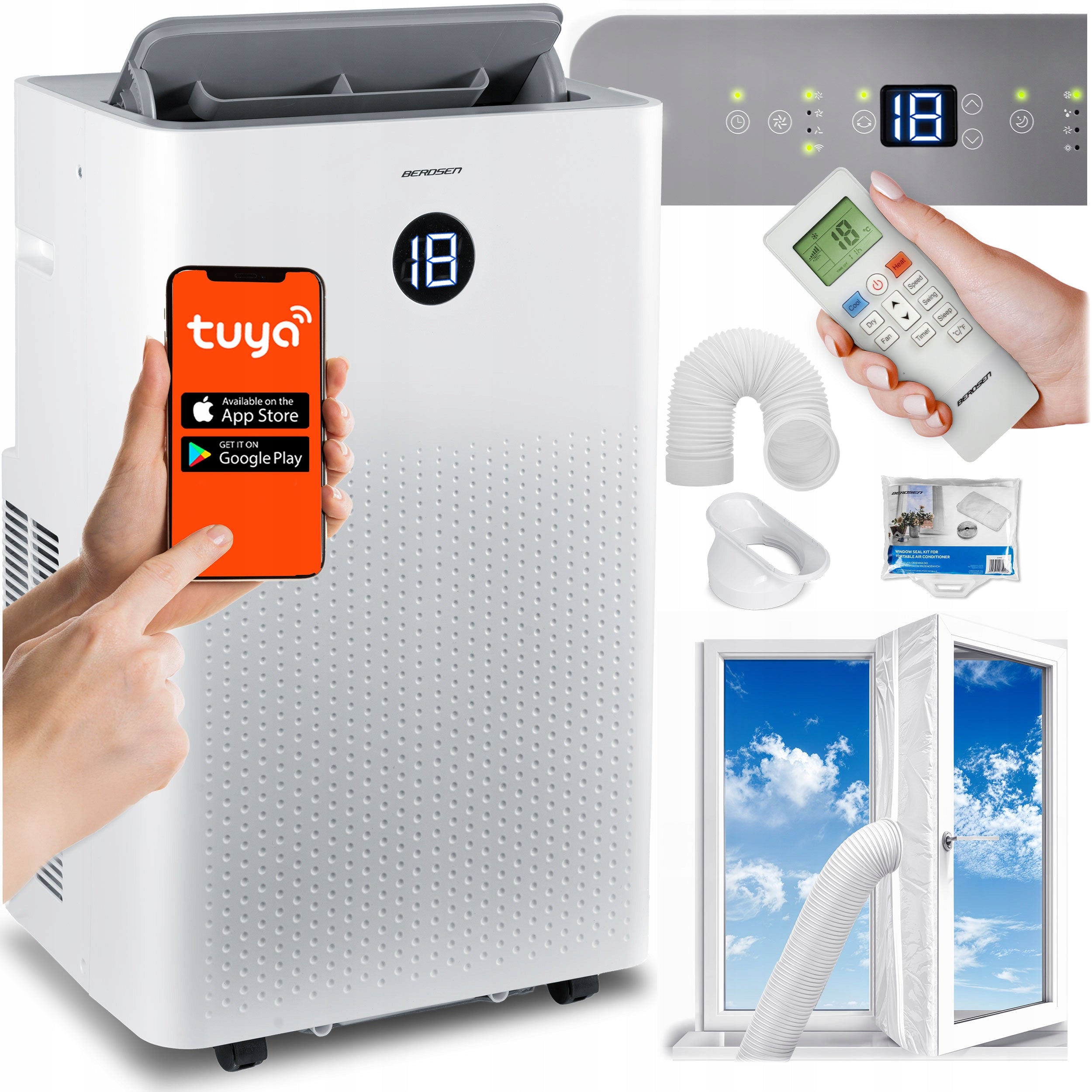 Air conditioner 5w1 14000 BTU dehumidifier heating WiFi 37l/24h Berdsen +Seal