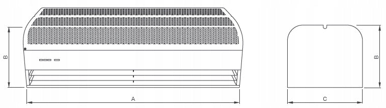 Air curtain FERONO FK90W with water heater MIL-DAM Product height 33.3 cm