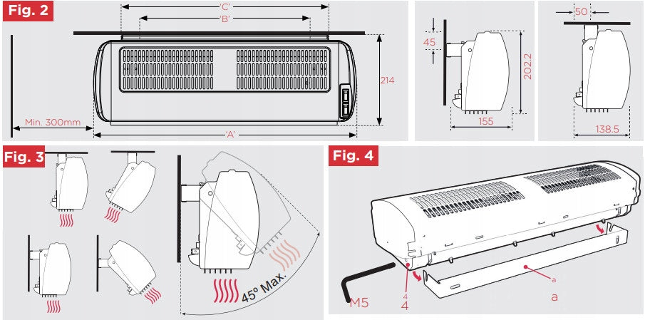 Air curtain / Heater Dimplex AC6W 6 kW electric 92cm Packaging status original