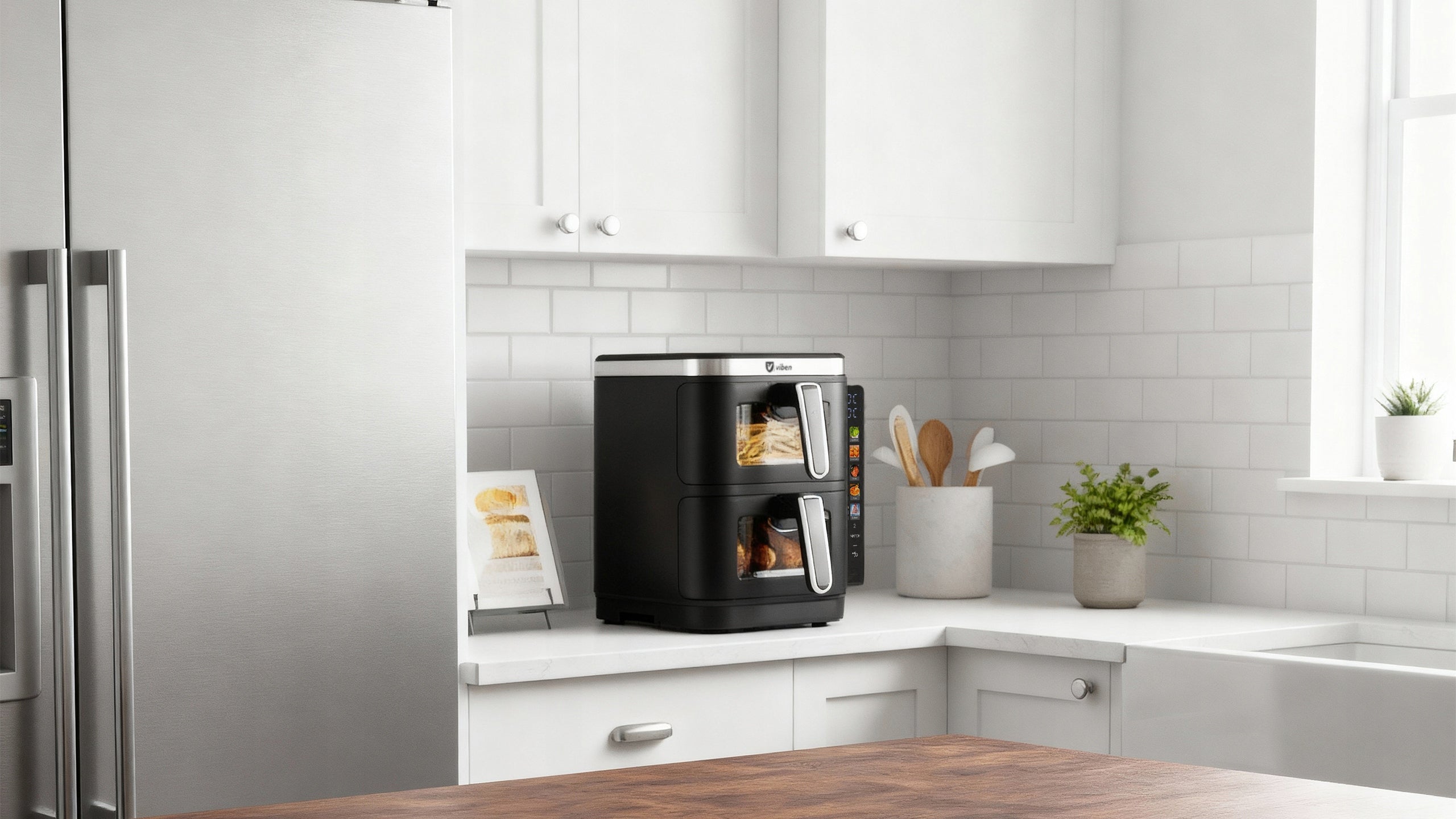 Air fryer airfryer non-fat two-chamber vertical air fryer 2800W 11L Product weight with unit packaging 10.08 kg