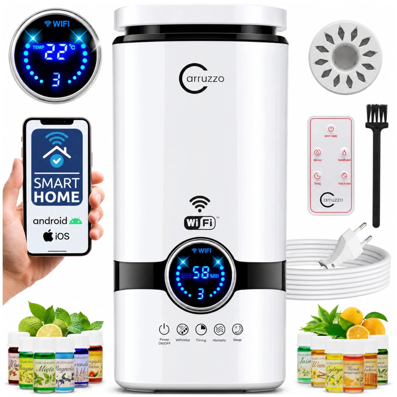 Air humidifier SMART HOME+ WIFI automatic AROMATHERAPY OILS PILOT