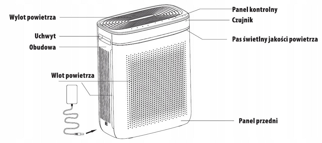 Air purifier 200m³/h filter for home office black DREL Filters carbon