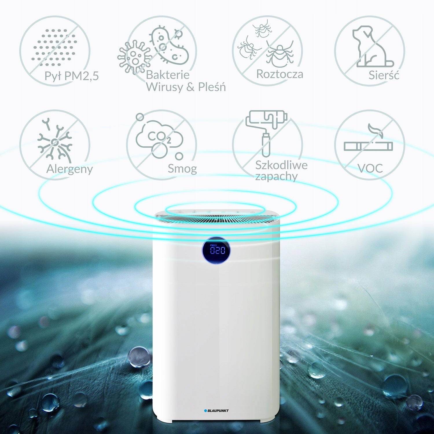 Air purifier BLAUPUNKT + IONIZER + UV lamp + HEPA filter Medical device no
