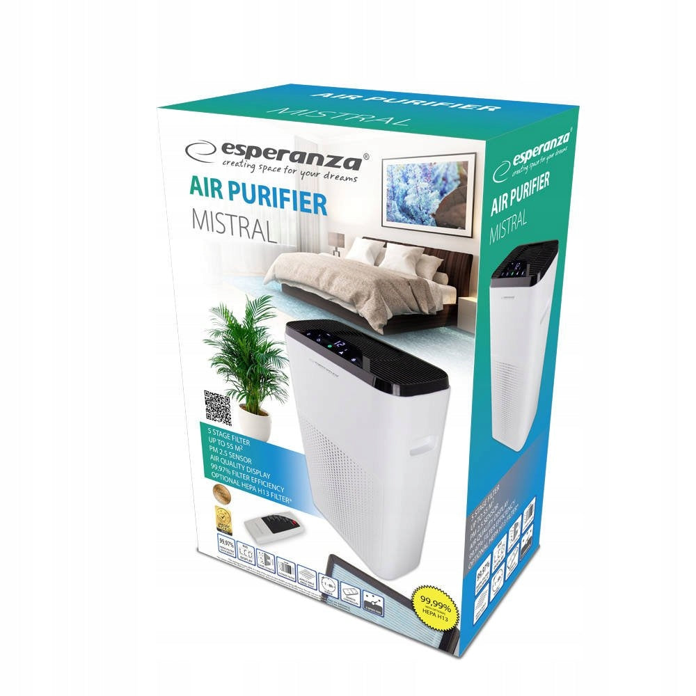 Air purifier Esperanza Mistral EHP004 HEPA filter Ionizer Manufacturer code EHP004