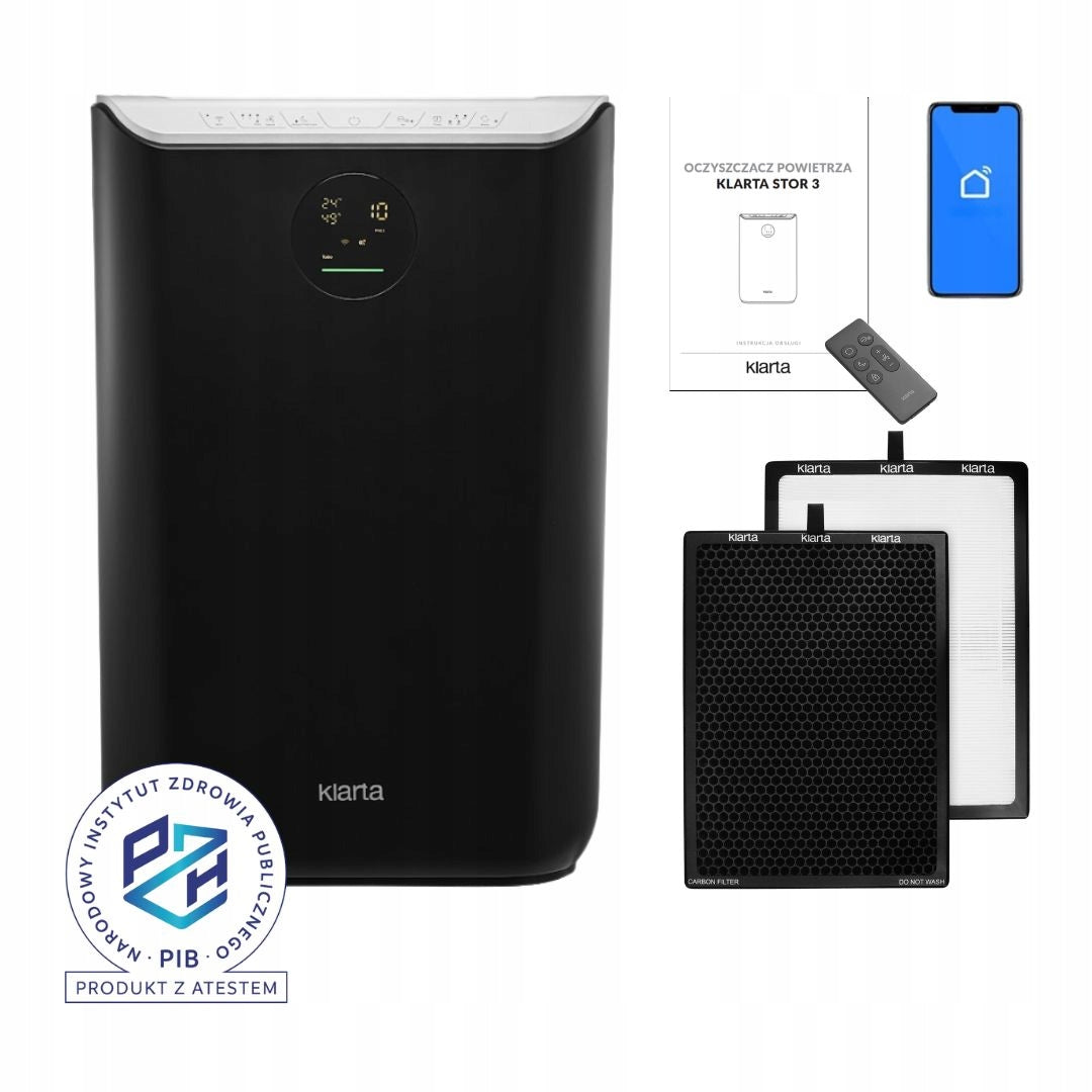 Air purifier Klarta Stor 3 Black 80m² H13