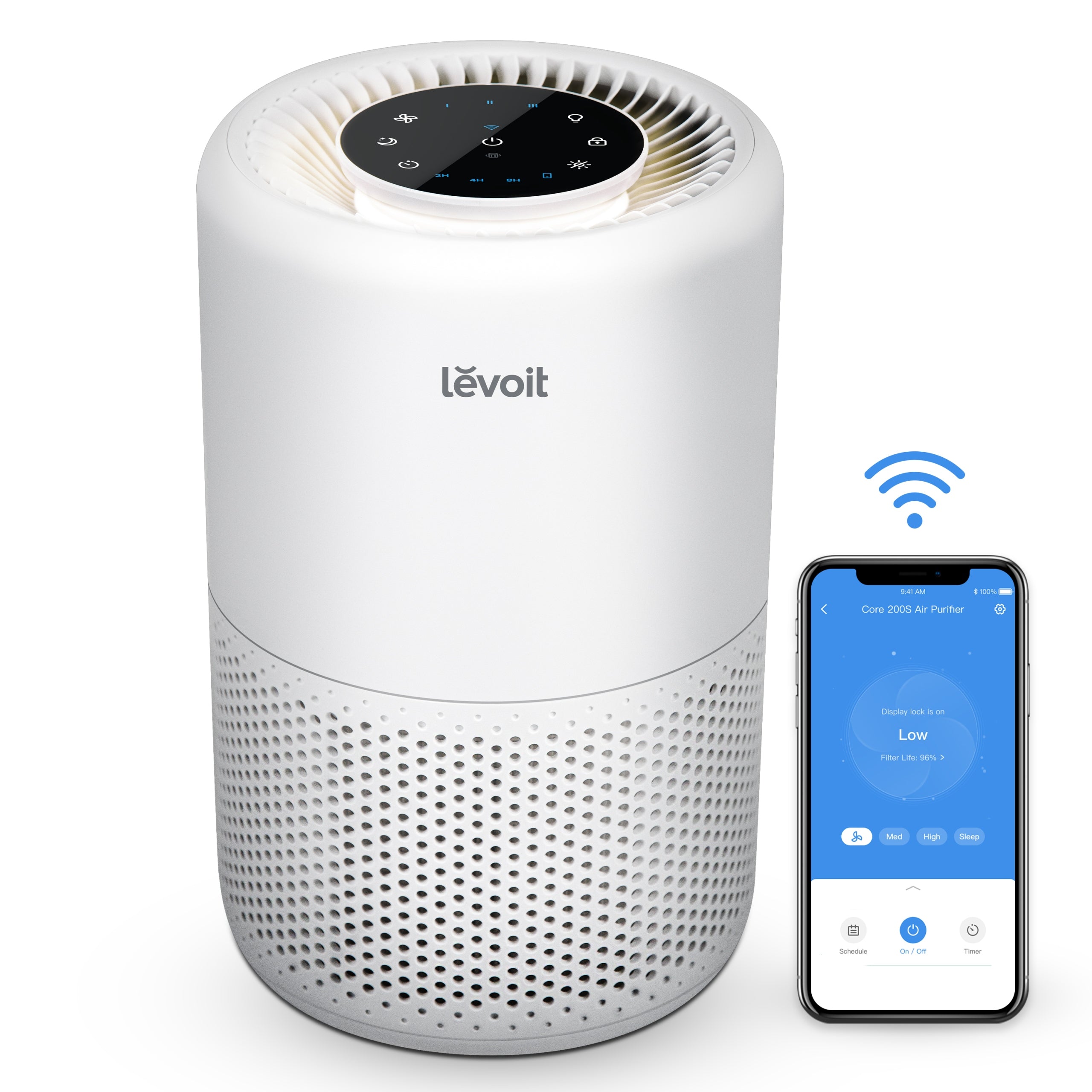 Air purifier Levoit Core 200S HEPA for allergy sufferers quiet 35 m2 smart Packaging status original
