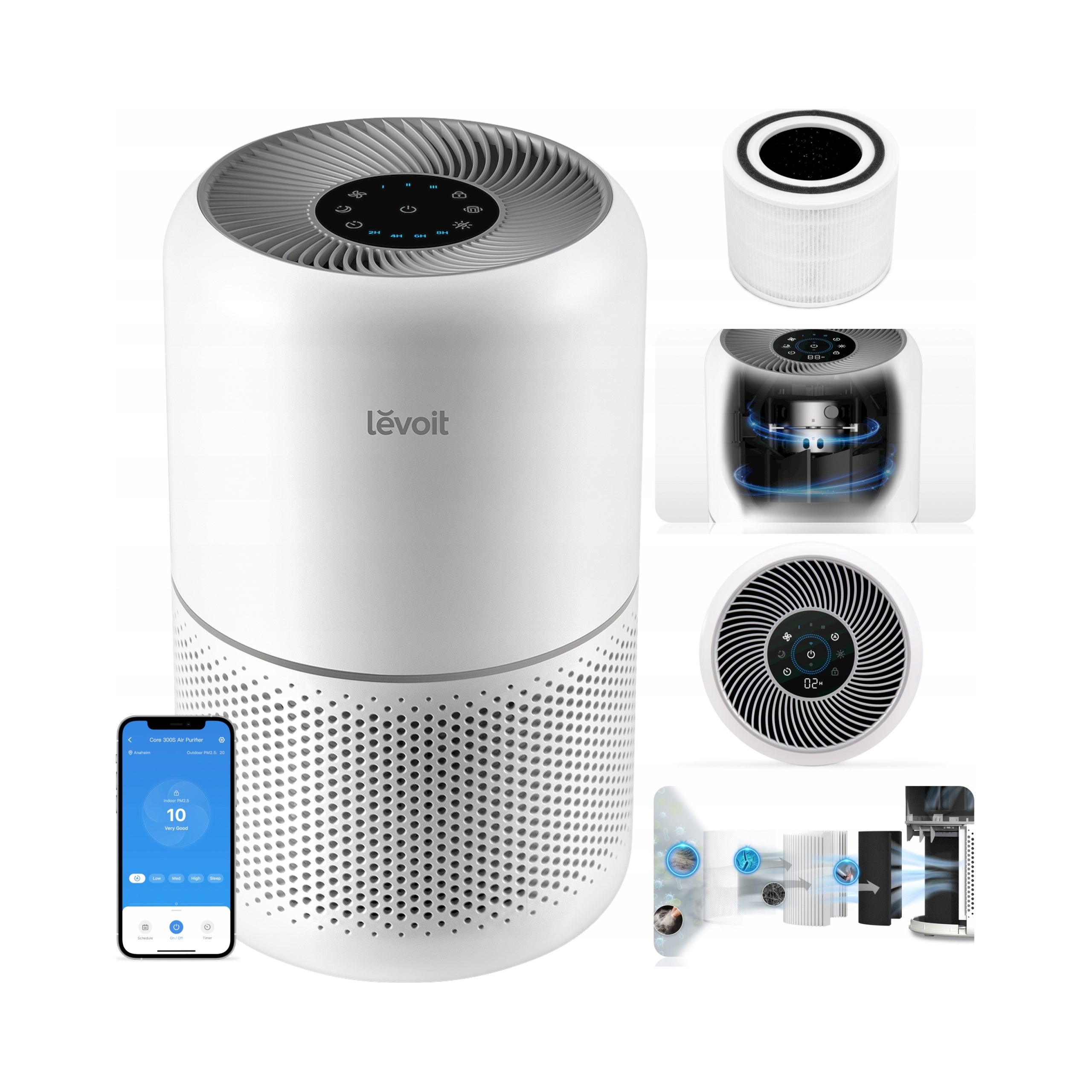 Air purifier Levoit Core 300S HEPA smog smoke smart wifi auto 50 m2