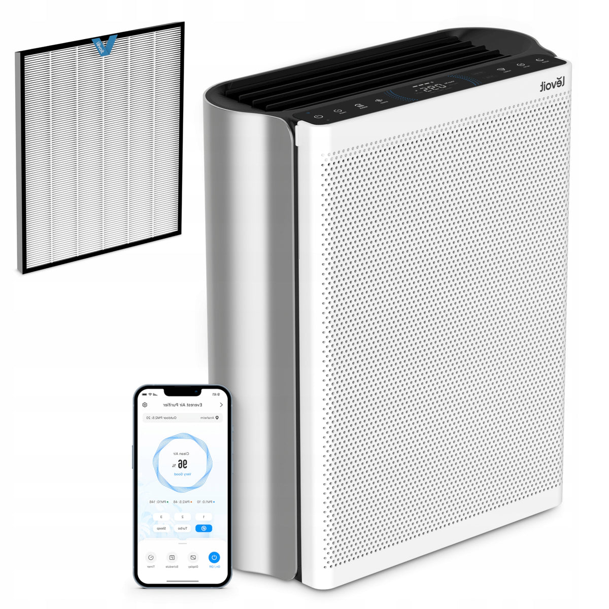 Air purifier Levoit EverestAir HEPA filter smoke powerful smart 130 m2