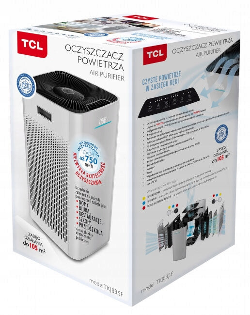 Air purifier TCL TKJ835F White Filters HEPA preliminary carbon ionization