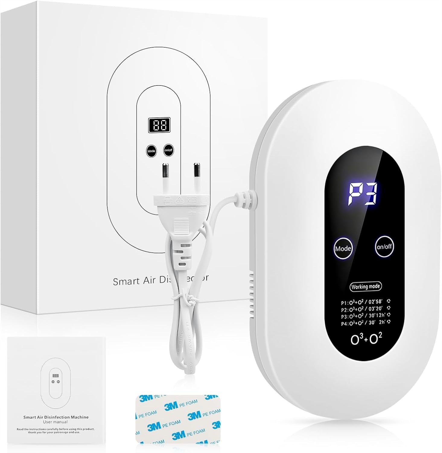 Air purifier ozone generator ionizer ACADGQ GQ53WH disinfection Manufacturer code BA1278ABT