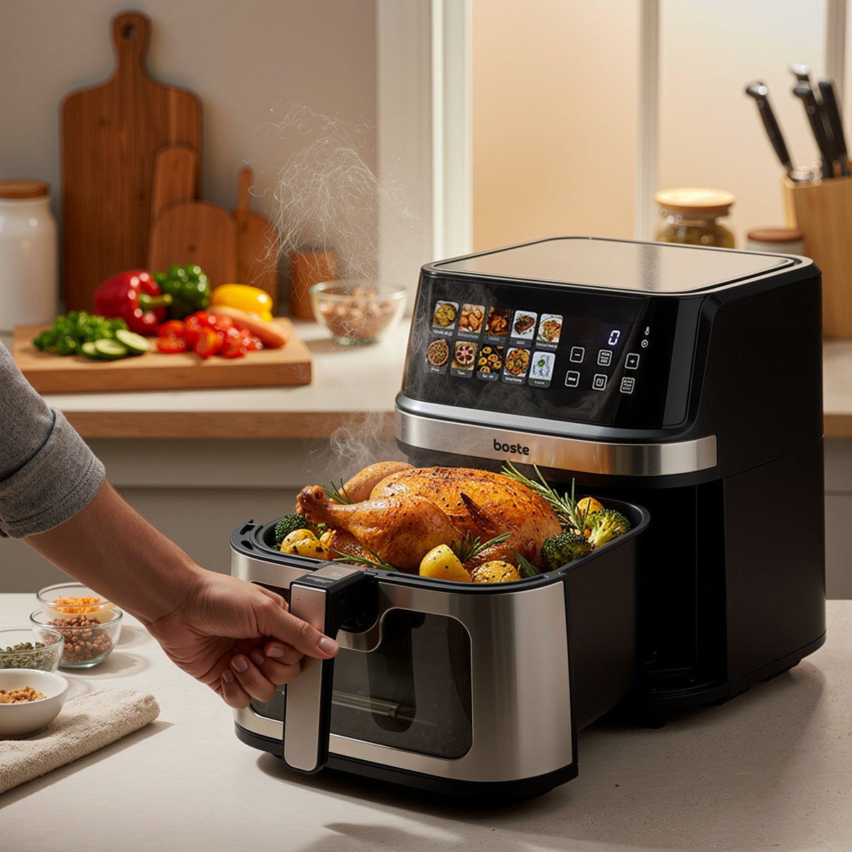 Airfryer Fat Free Airfryer 10 Programs Large 8L 2200W 2 HEATERS Packaging status original