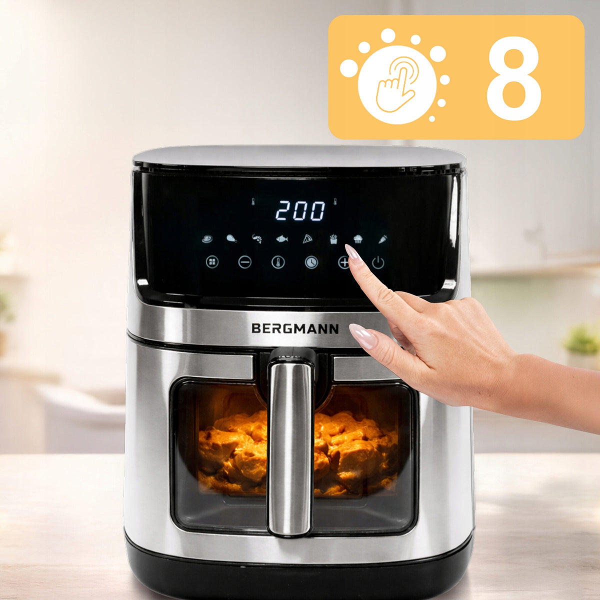 Airfryer Fat Free Airfryer 8 Programs 7,5L STRONG 2000W 2 HEATERS Manufacturer code MTP007746