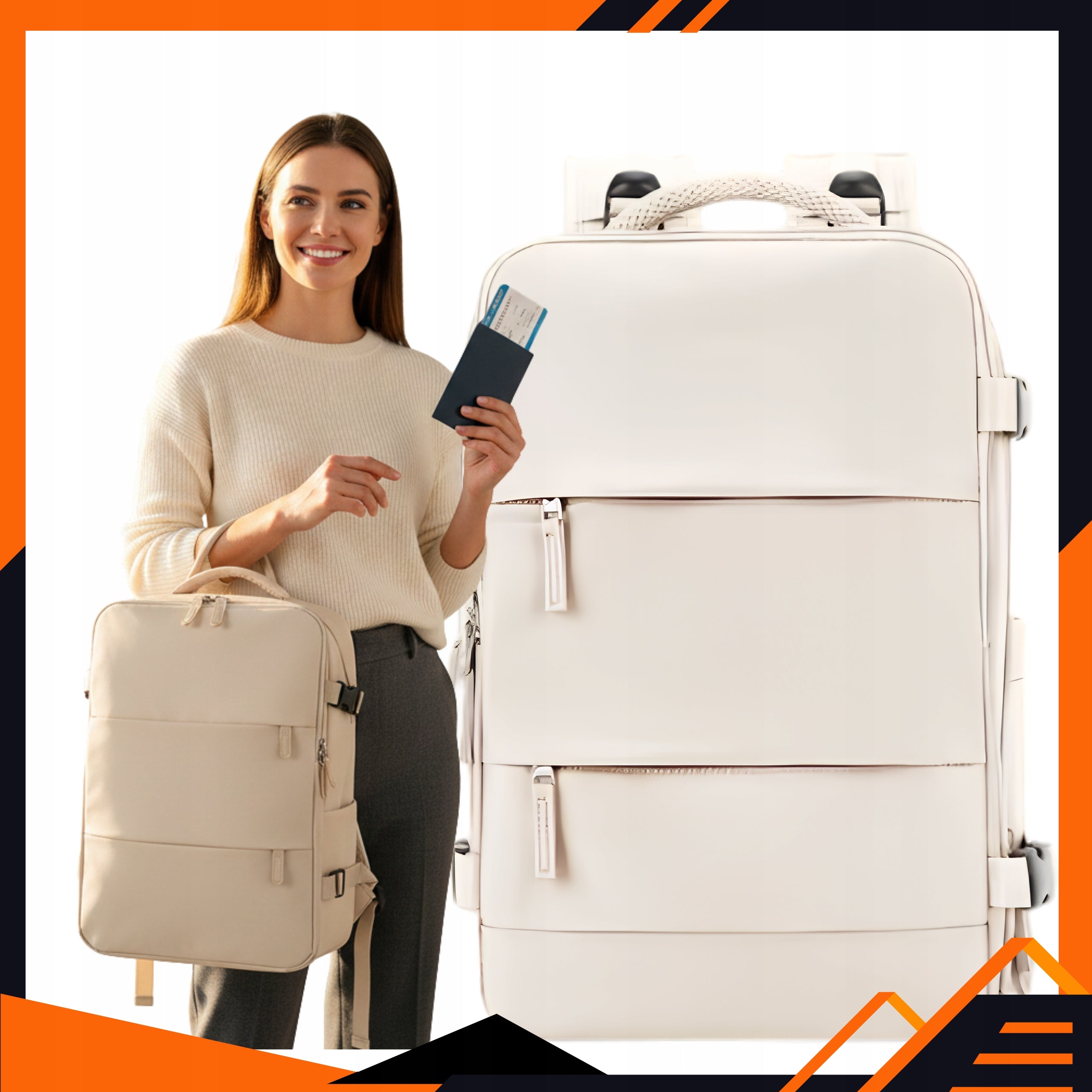 Airplane Backpack 40x25x20Ryanair Wizzair Hand Luggage Cabin Beige Packaging status original