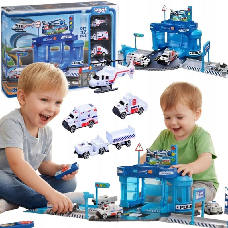 Airport Police Station Kit with Car Helicopter 37el WOOPIE