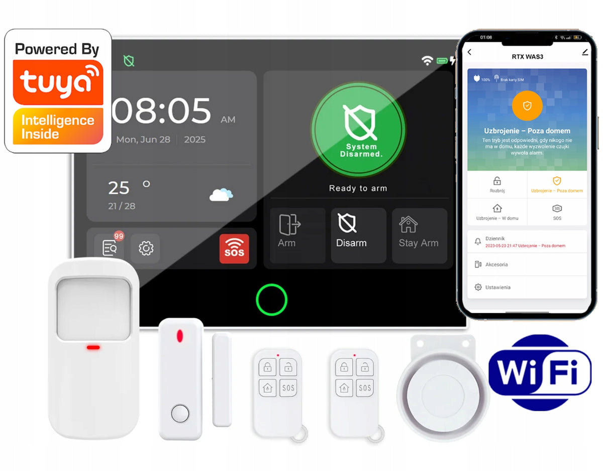 Alarm RTX LCD 7" Wireless Sensors GSM Notification 4G TUYA WiFi PL