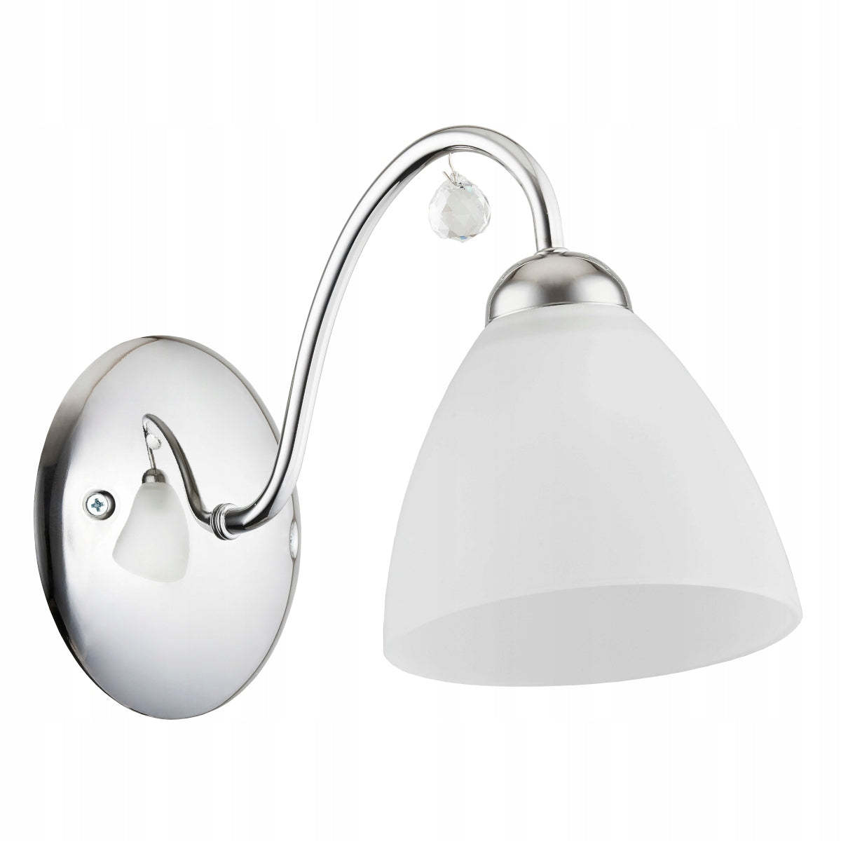 Alfa Amarillo Classic Silver Wall Lamp with E27 Crystal for Bedroom