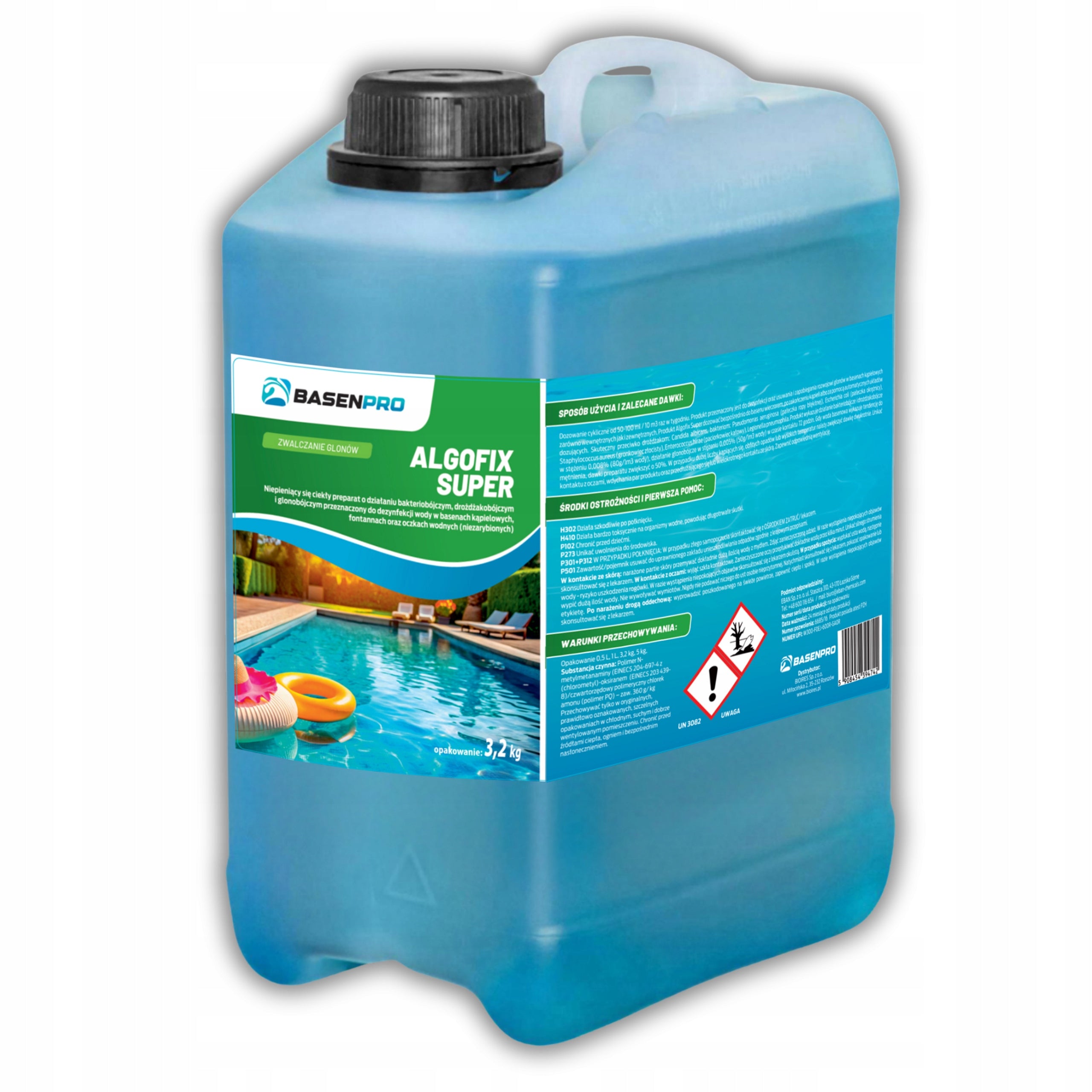 Algae agent ALGOFIX STRONG ANTIALGAE FOR SWIMMING POOL ALGAE IN THE POOL 3,2kg Manufacturer code BASENPRO Algofix SUPER na glony Basenie 3,2kg