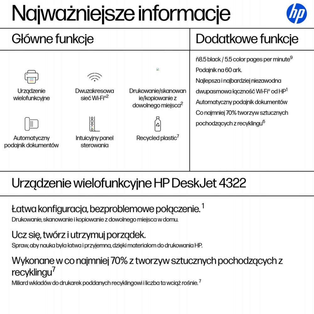 All-in-One Printer HP DeskJet 4322 Brand HP