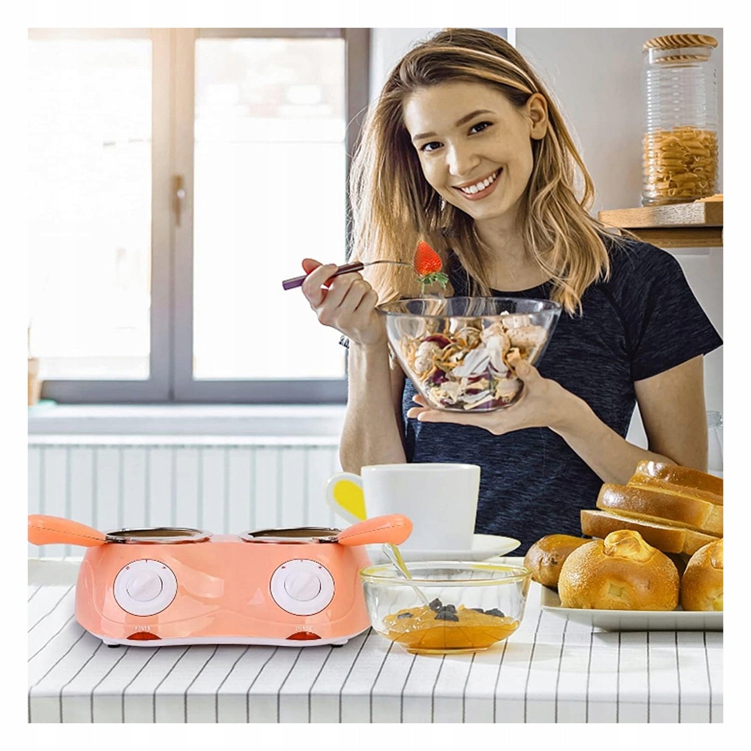 Allecto - Chocolate fondue machine - Pink - Perfect for parties Dominant color clear