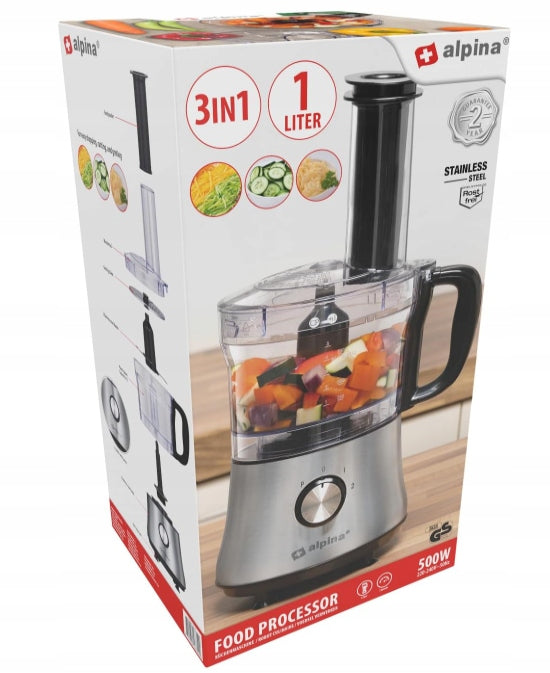 Alpina food processor 3in1 chops slices 500W Brand Alpina