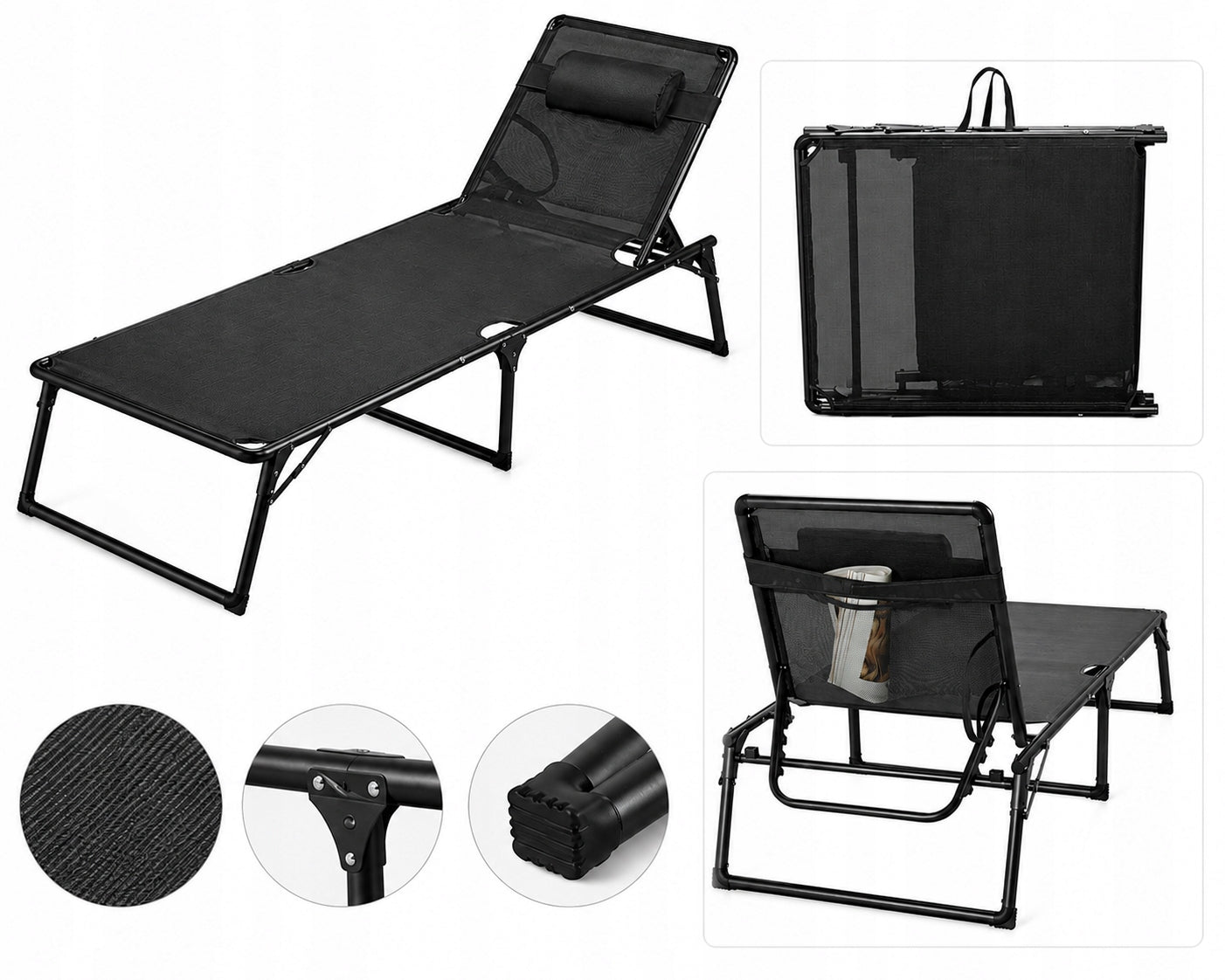 Aluminium sun lounger with headrest Livarno Home GREY ATLANTA PORTABLE
